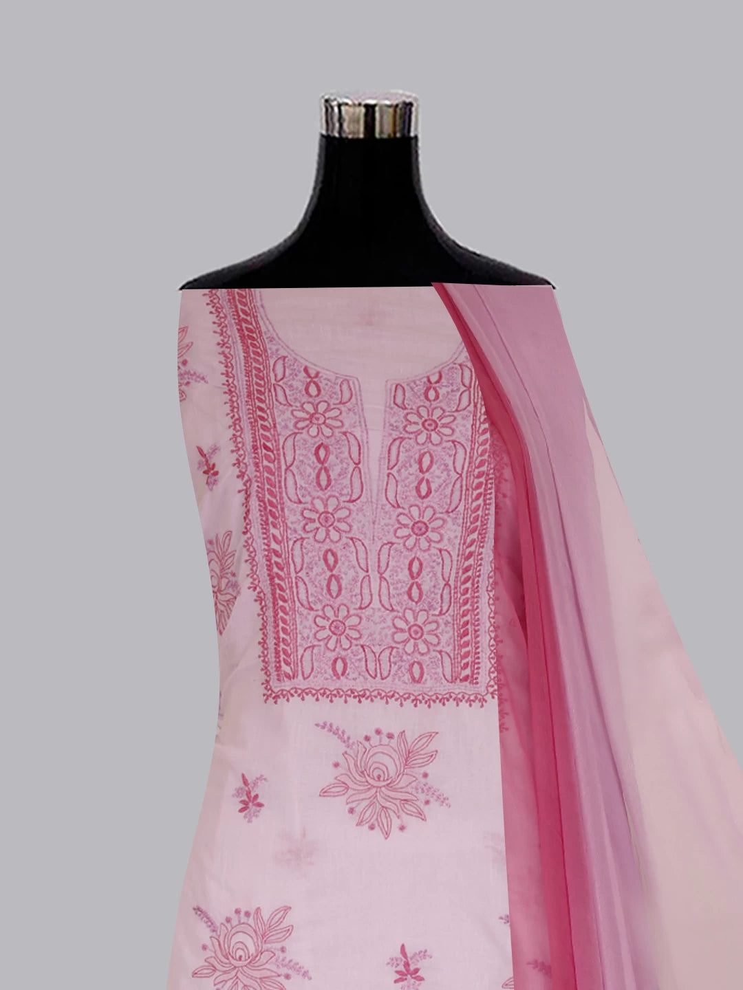 Ada Hand Embroidered Lilac Cotton Lucknowi Chikankari Unstitched Suit Piece 01A461198