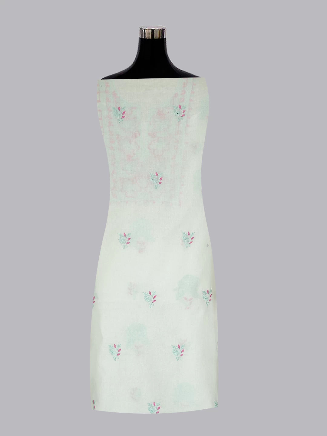 Ada Hand Embroidered Sea Green Cotton Lucknowi Chikankari Unstitched Suit Piece 01A461196