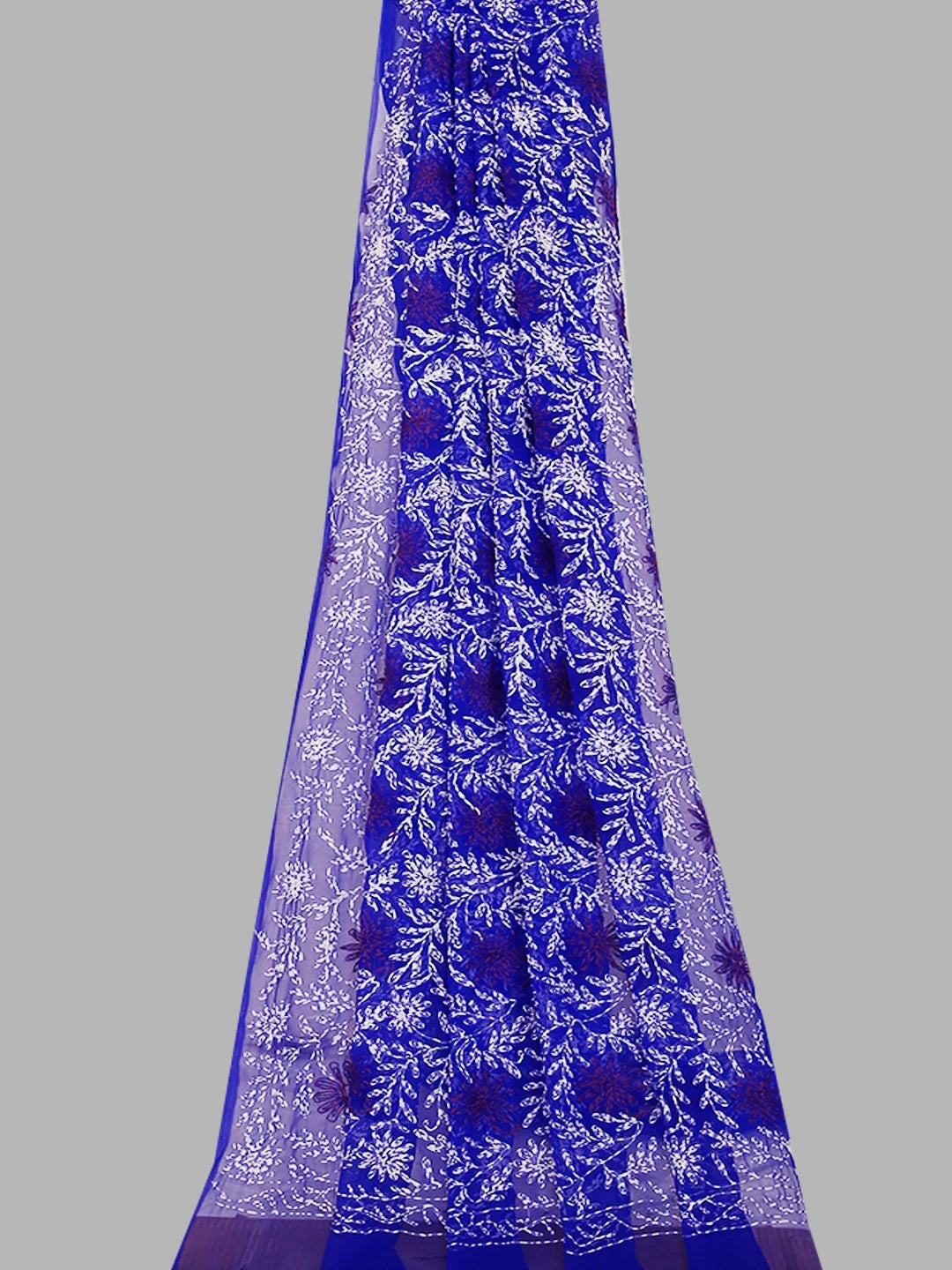 Ada Hand Embroidered Royal Blue Georgette Lucknowi Chikankari Dupatta 01A412748