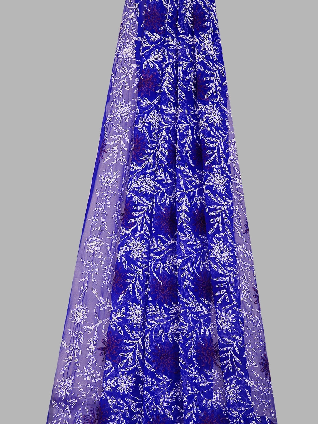 Ada Hand Embroidered Royal Blue Georgette Lucknowi Chikankari Dupatta 01A412748