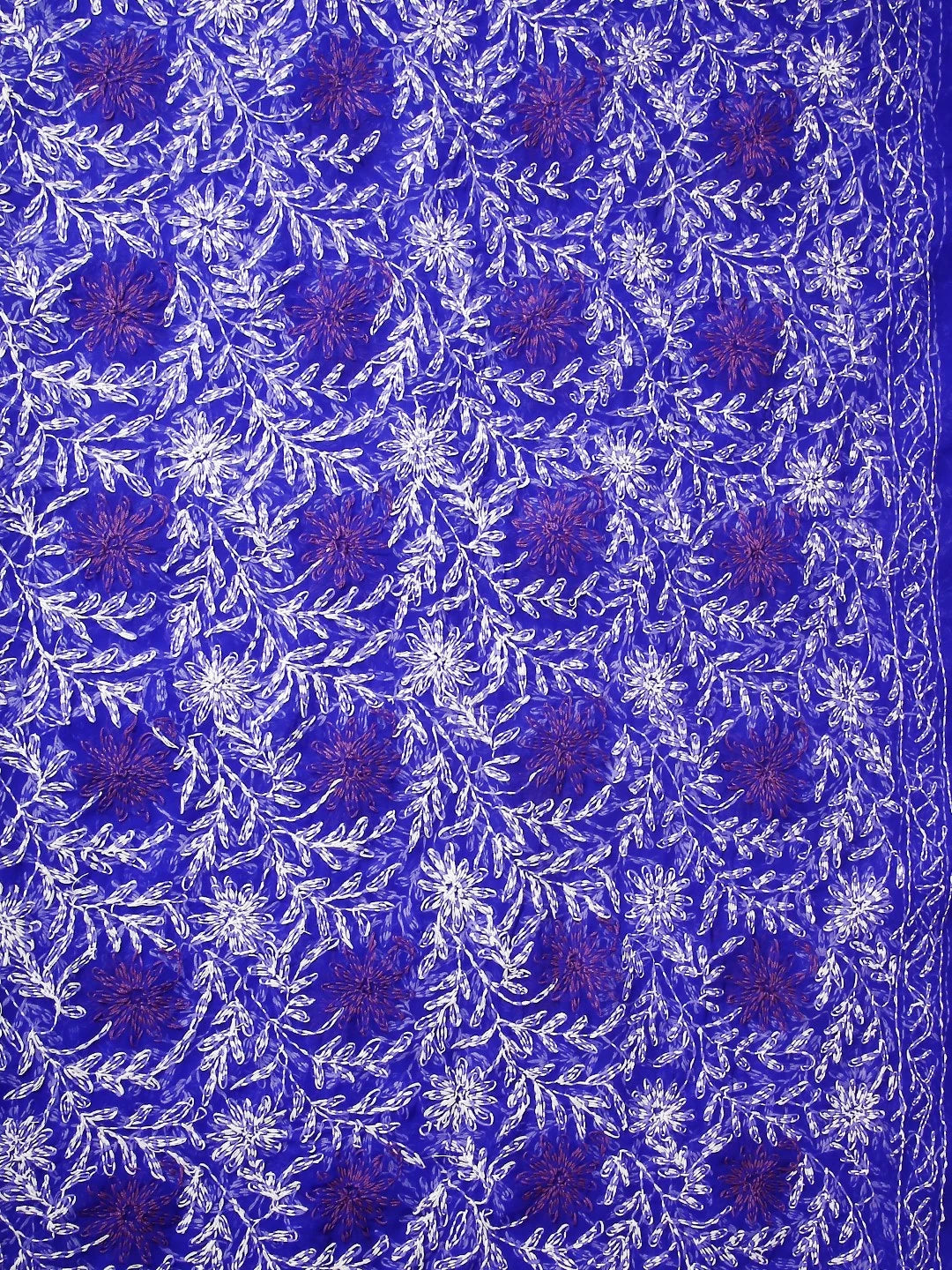 Ada Hand Embroidered Royal Blue Georgette Lucknowi Chikankari Dupatta 01A412748