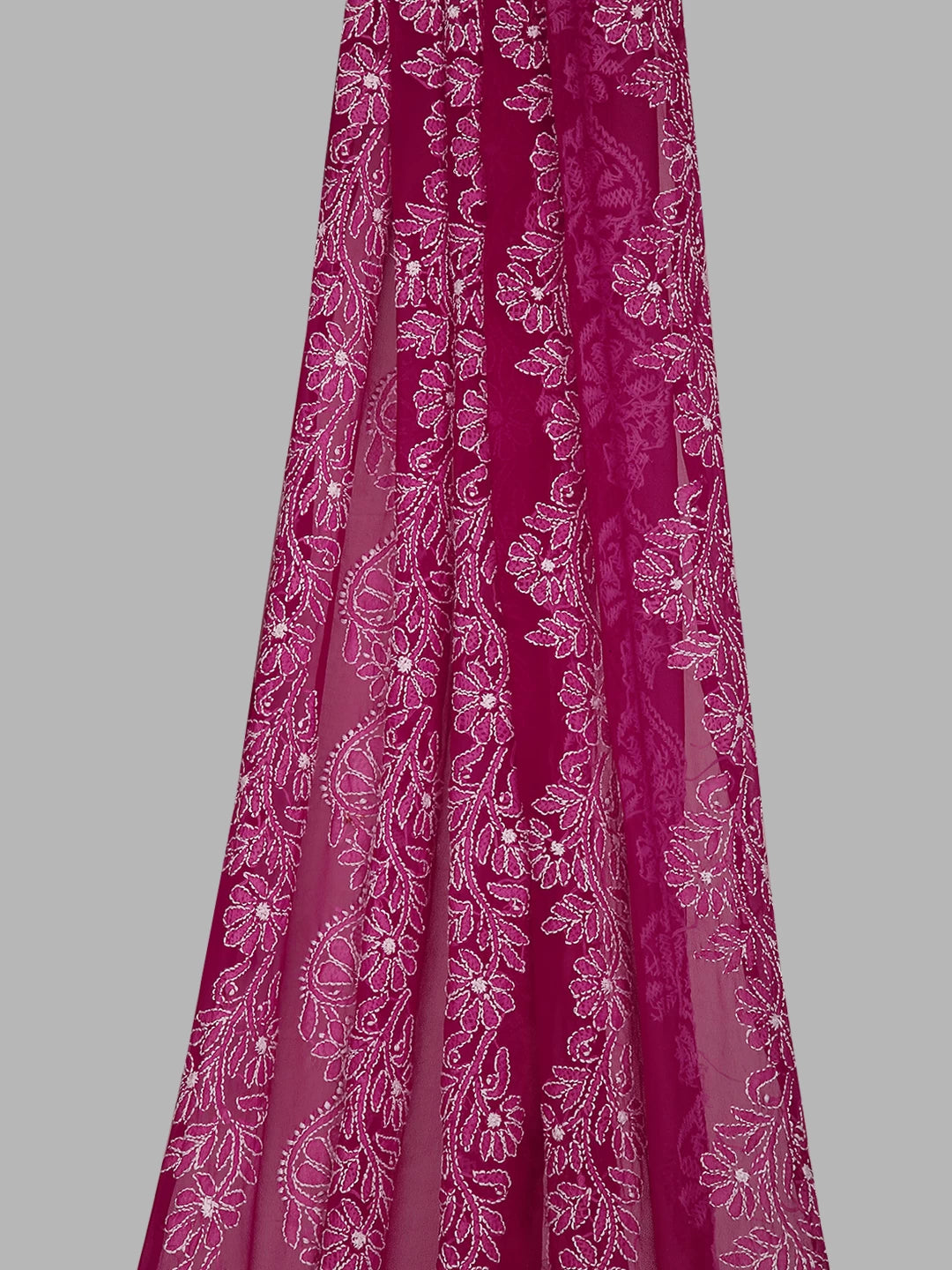 Ada Hand Embroidered Sangria Pink Georgette Lucknowi Chikankari Dupatta 01A400639