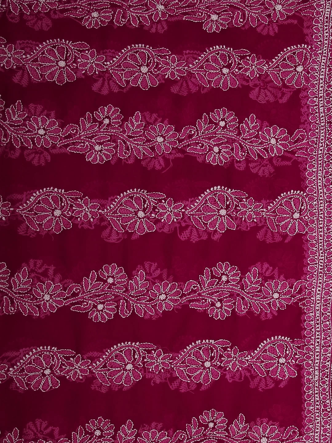 Ada Hand Embroidered Sangria Pink Georgette Lucknowi Chikankari Dupatta 01A400639