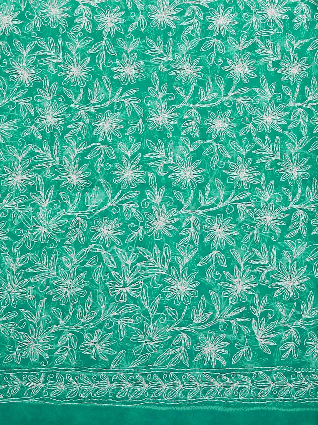 Ada Hand Embroidered Sea Green Georgette Lucknowi Chikankari Dupatta 01A133548