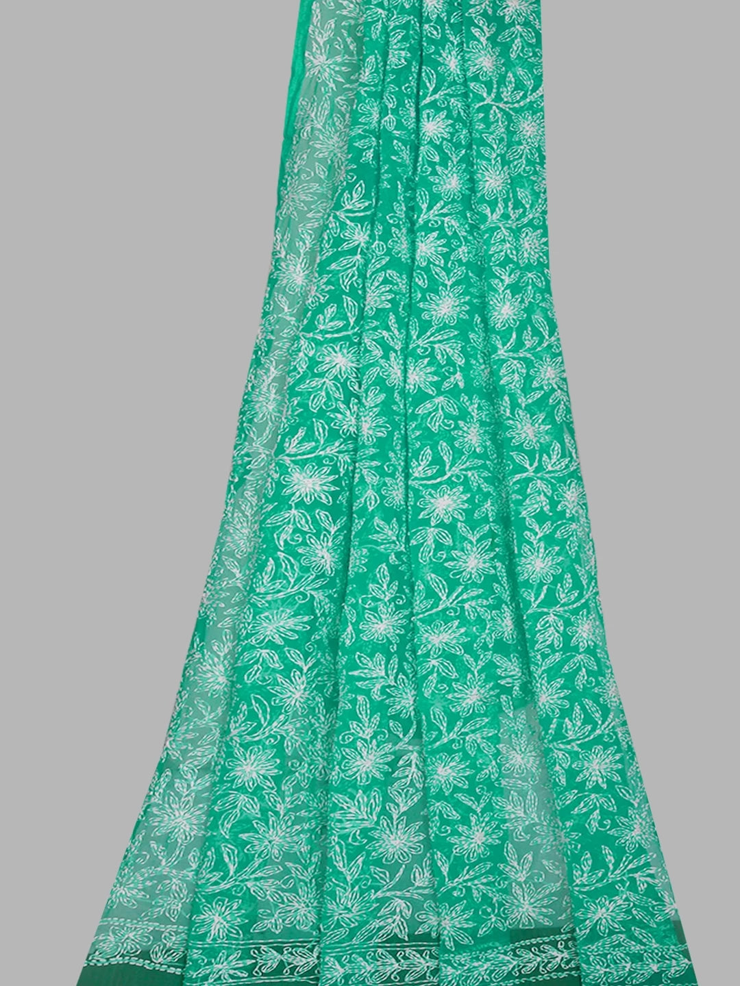 Ada Hand Embroidered Sea Green Georgette Lucknowi Chikankari Dupatta 01A133548