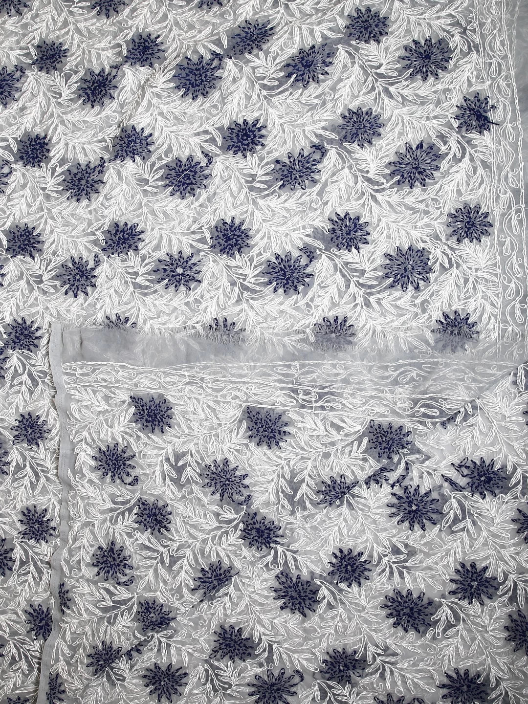 Ada Hand Embroidered Grey Georgette Lucknowi Chikankari Dupatta 01A412746