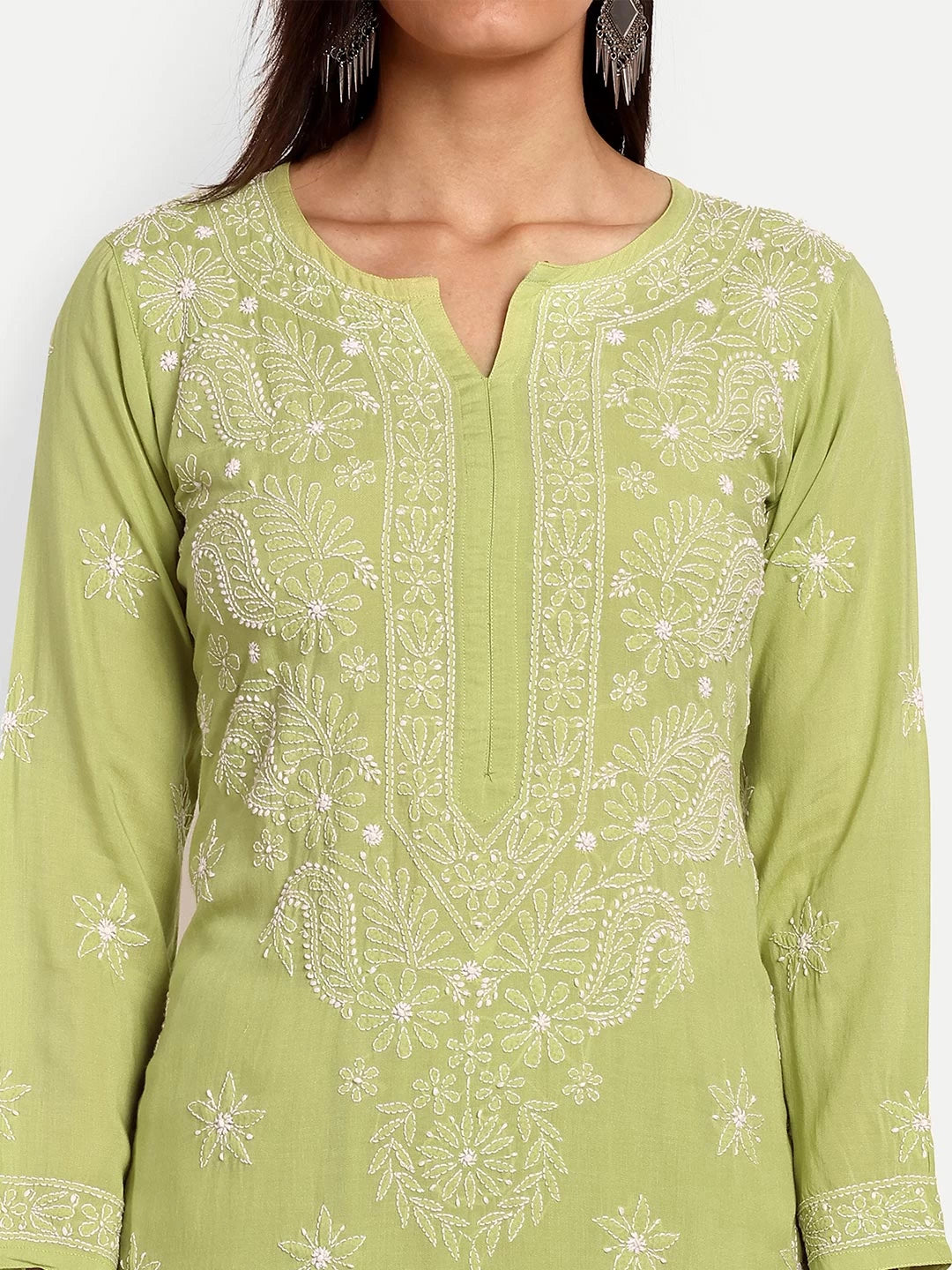 Ada Hand Embroidered Liril Green Modal Lucknowi Chikankari Co-ord Set A811232
