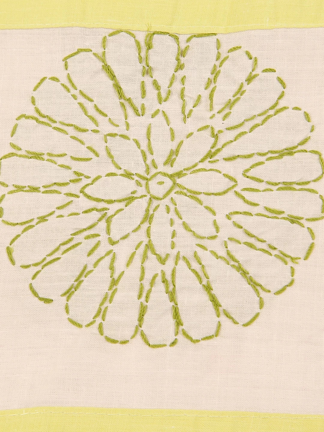 Ada Hand Embroidered White And Green Cotton Lucknowi Chikankari Bed Sheet With Pillow Cover Set 01A316593