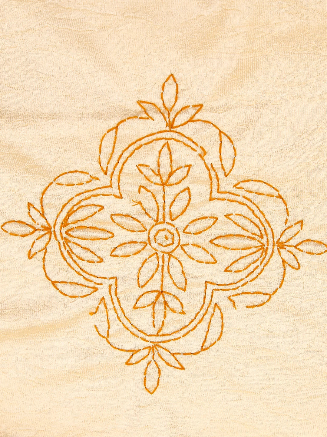 Ada Hand Embroidered Beige Silk Lucknowi Chikankari Bed Sheet With Pillow /Cushion Cover Set 01A442694