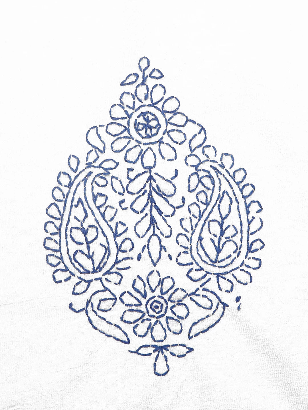 Ada Hand Embroidered White Silk Lucknowi Chikankari Bed Sheet With Pillow /Cushion Cover Set 01A442695