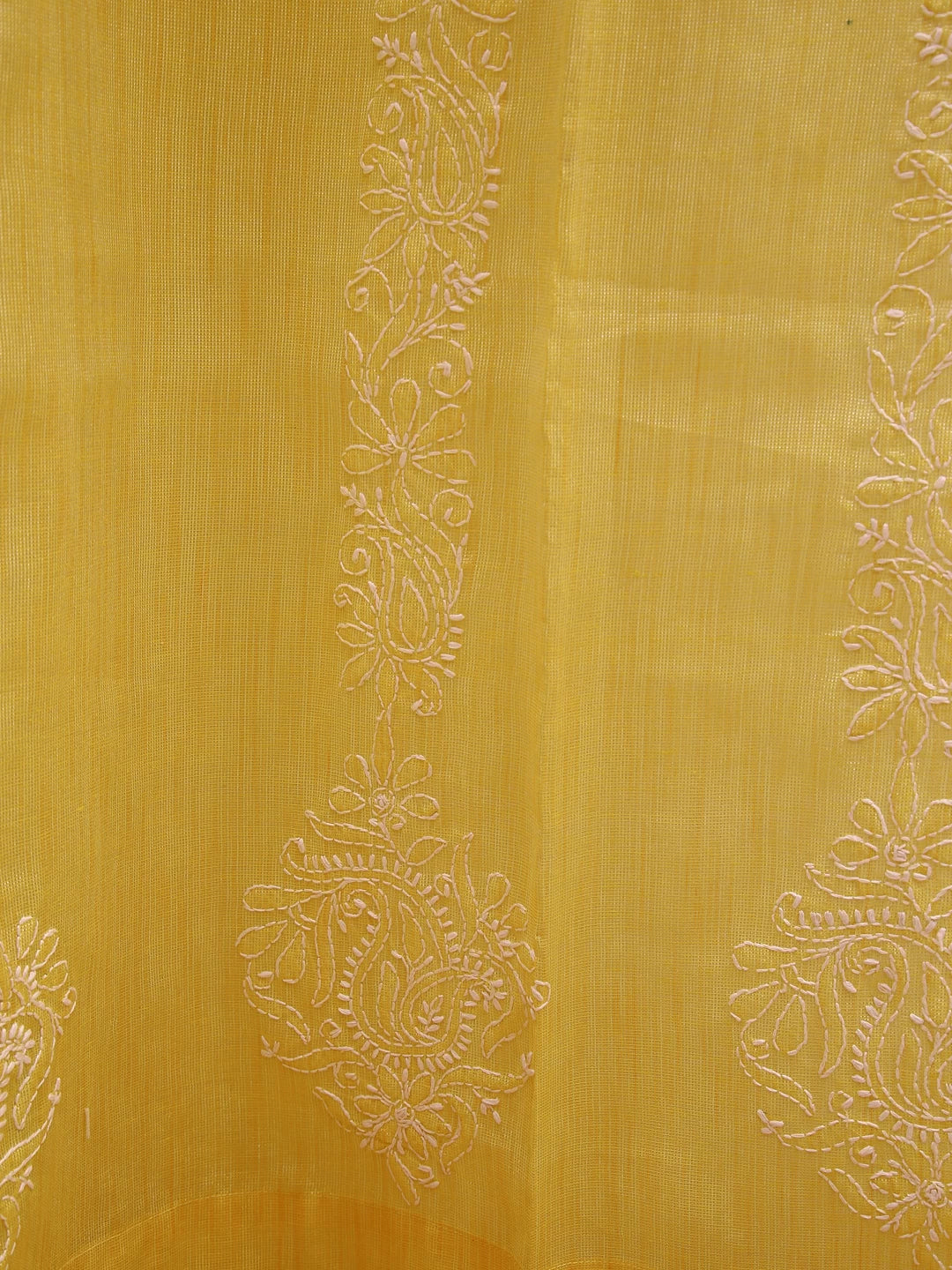 Ada Hand Embroidered Yellow Tissue Lucknowi Chikankari Curtain 01A446574