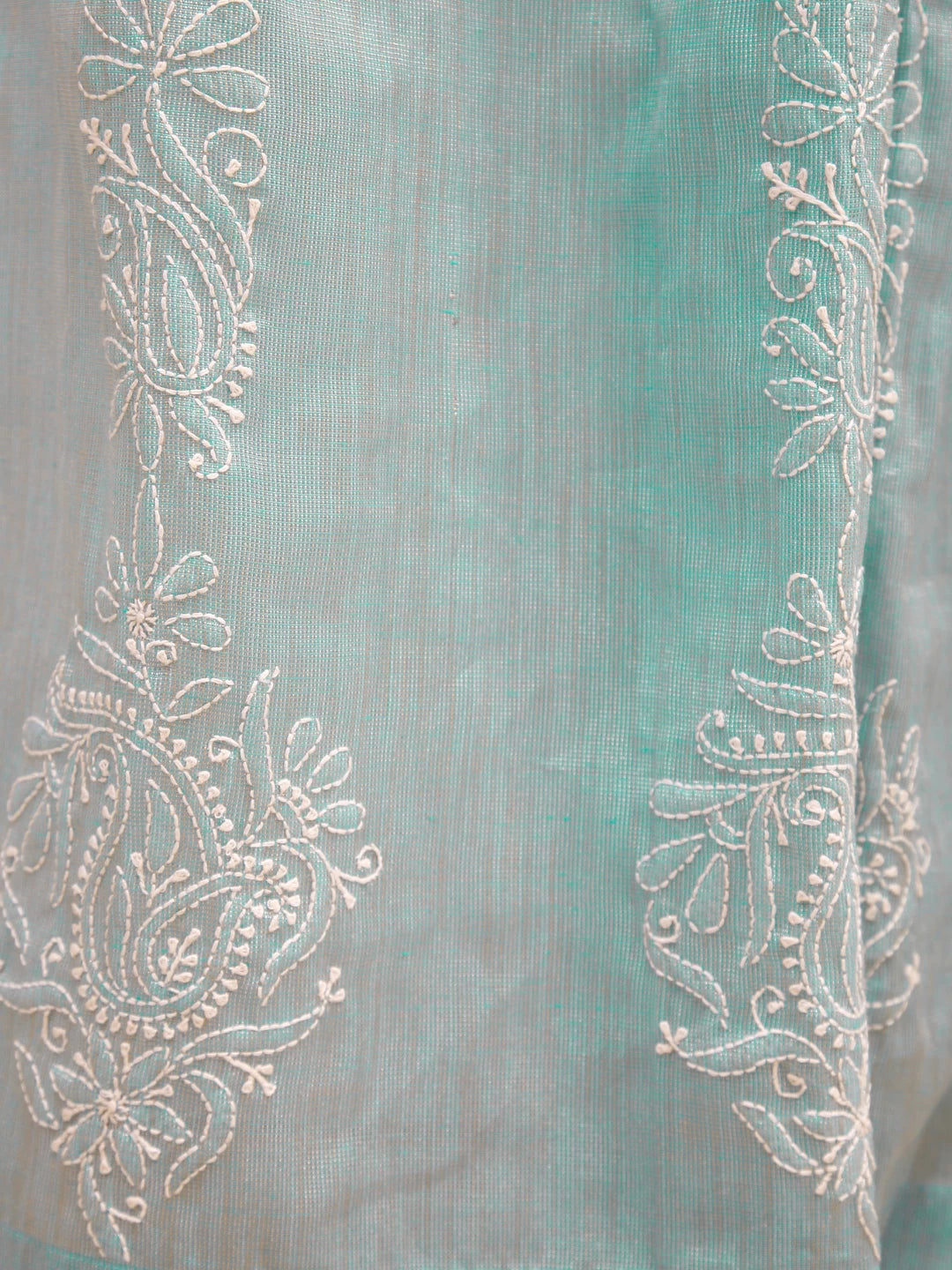 Ada Hand Embroidered Blue Tisue Lucknowi Chikankari Curtain 01A383853