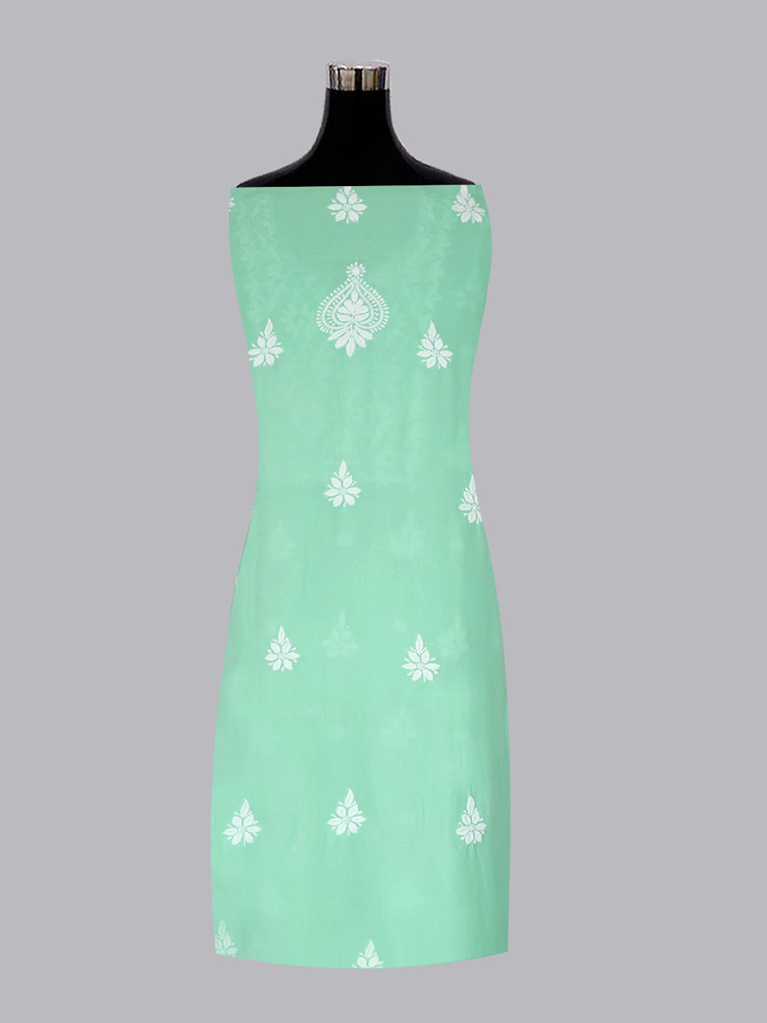 Ada Hand Embroidered Sea Green Modal Lucknowi Chikankari Unstitched Kurta Piece 01A462860