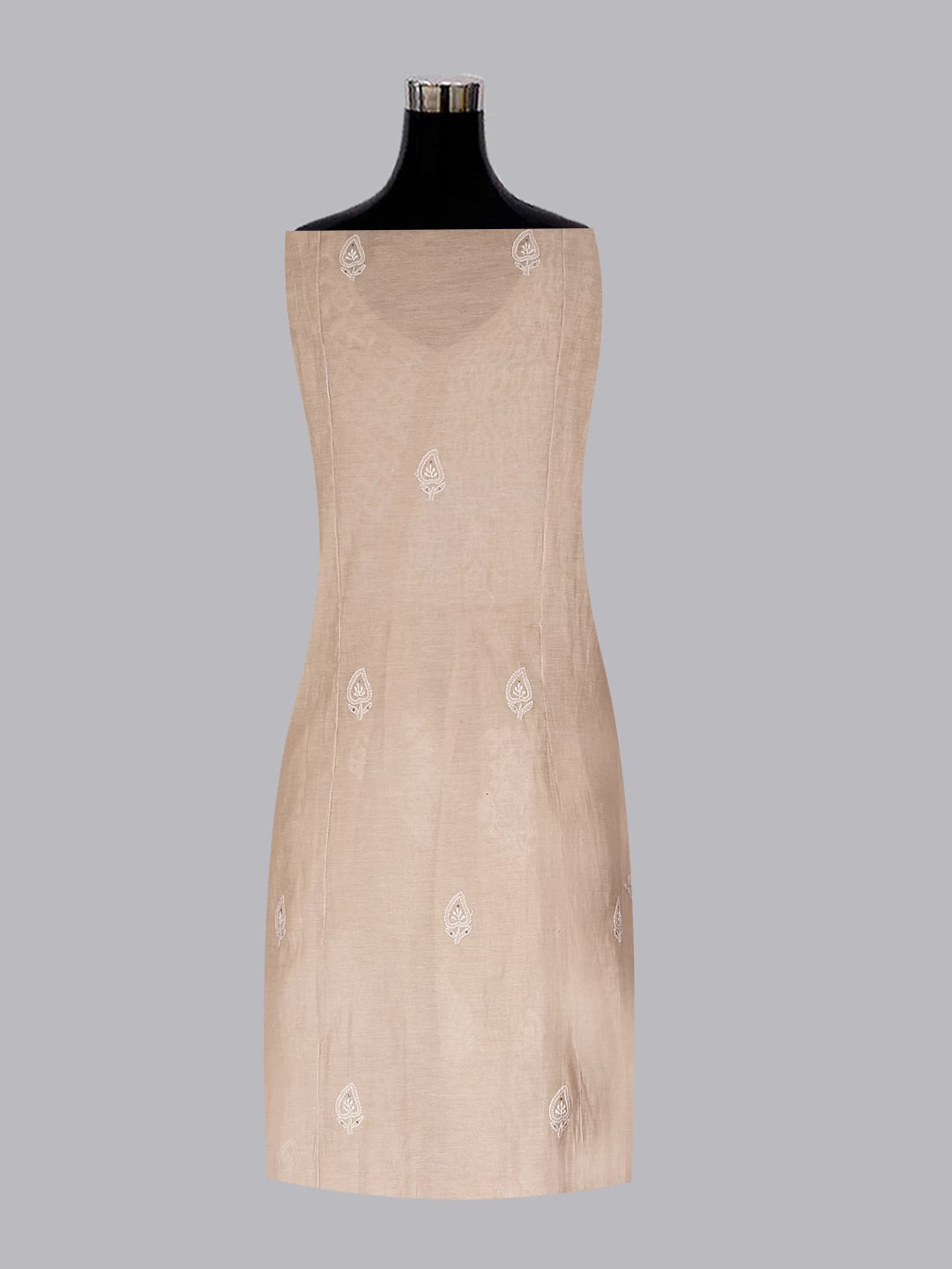 Ada Hand Embroidered Natural Fawn Tissue Lucknowi Chikankari Semi-Stitched Kurta Piece With Muqaish Work 01A365986