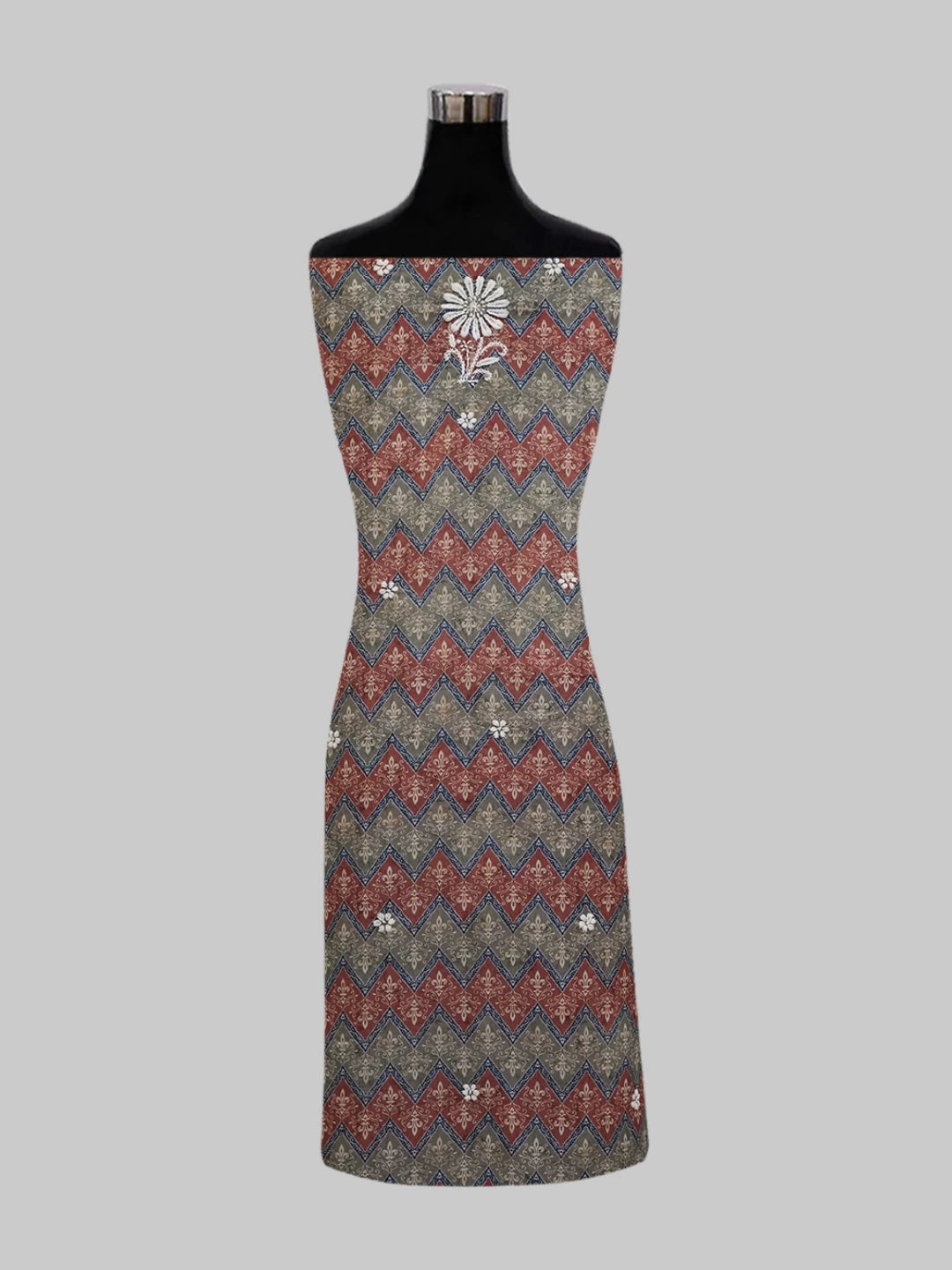 Ada Hand Embroidered Rust And Grey Muslin Lucknowi Chikankari Unstitched Kurta Piece 01A426069