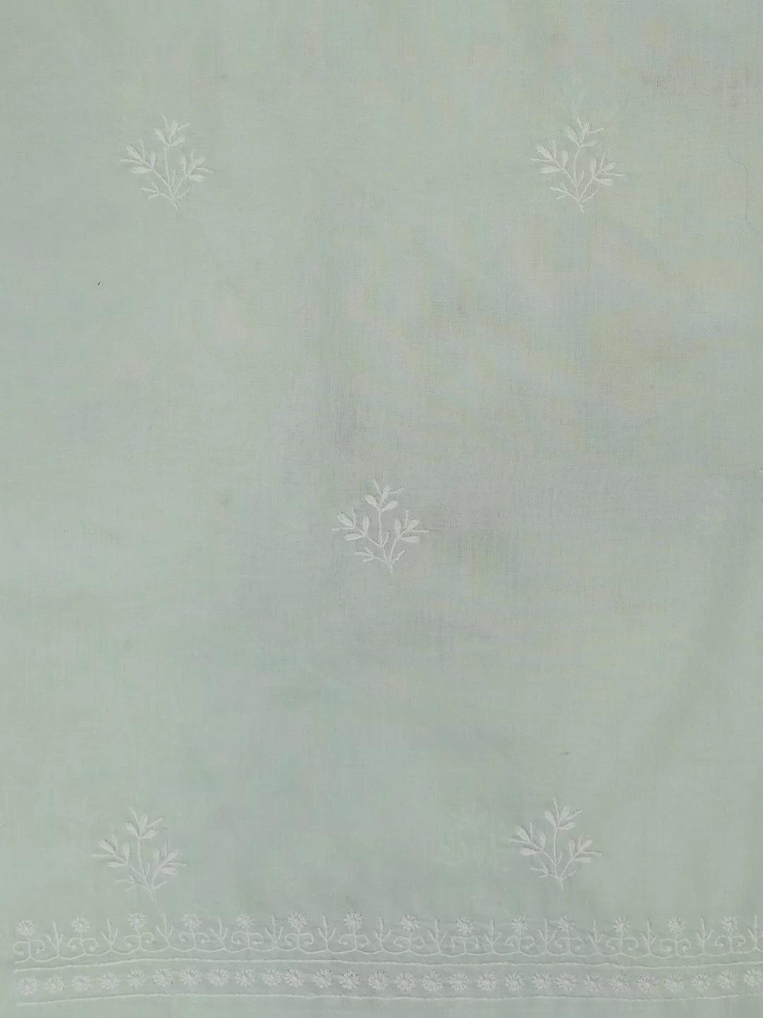 Ada Hand Embroidered Sea Green Cotton Lucknowi Chikankari Unstitched Suit Piece 01A345047
