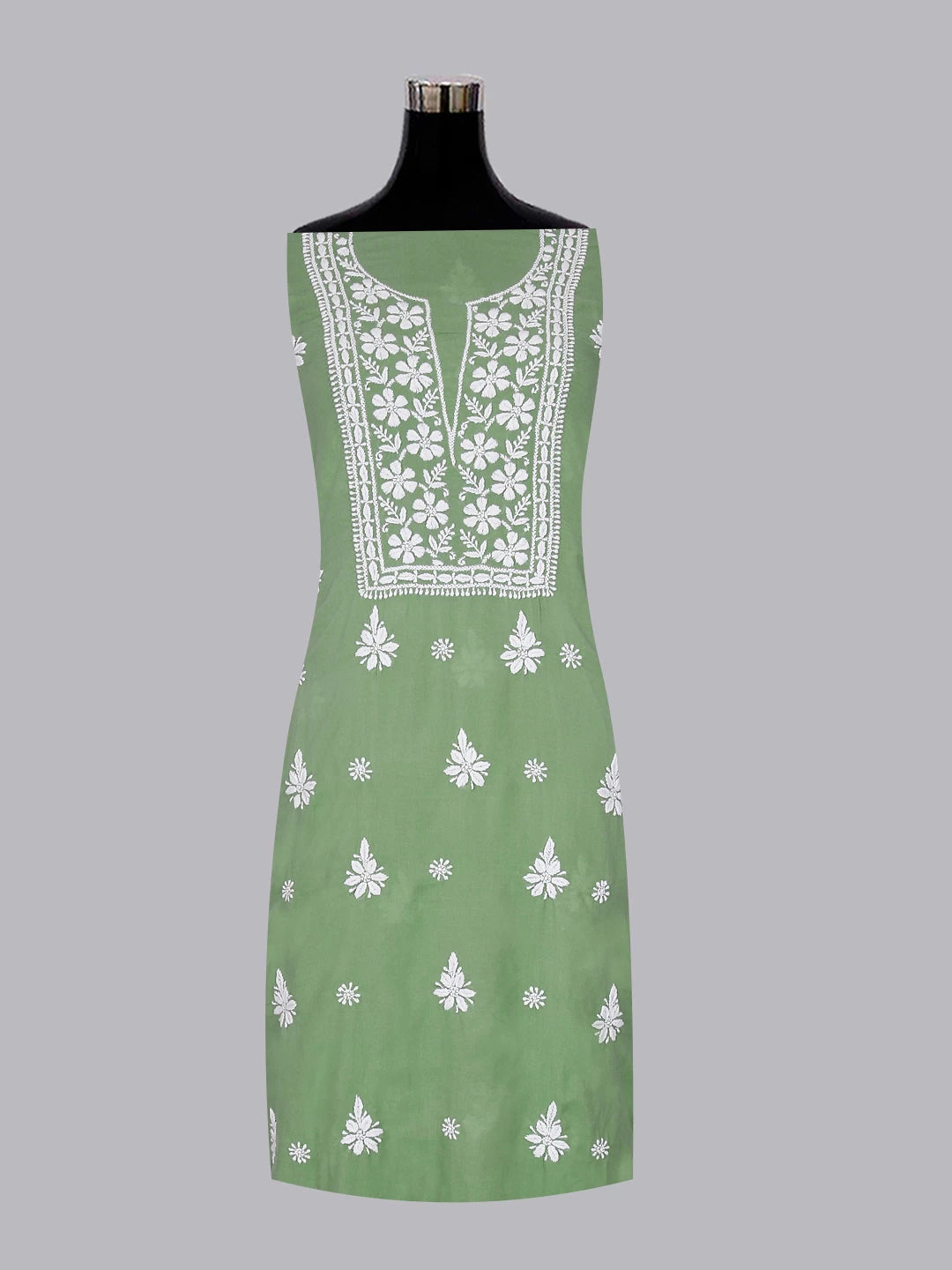 Ada Hand Embroidered Pistachio Green Modal Lucknowi Chikankari Unstitched Kurta Piece 01A462893
