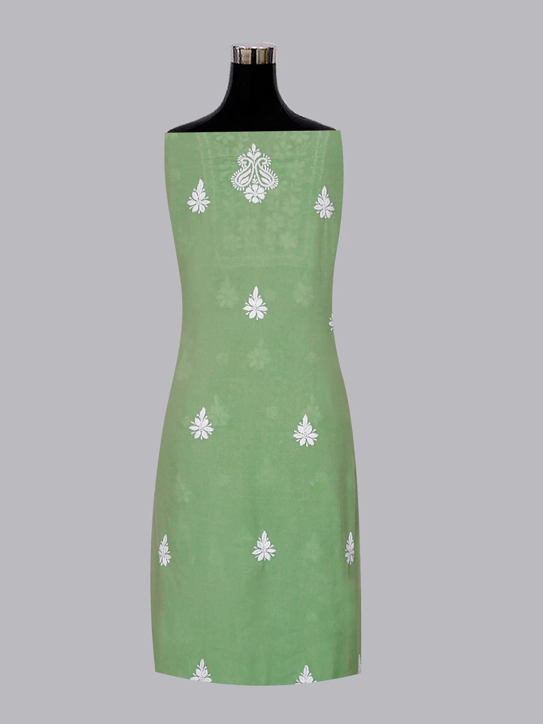 Ada Hand Embroidered Pistachio Green Modal Lucknowi Chikankari Unstitched Kurta Piece 01A462893