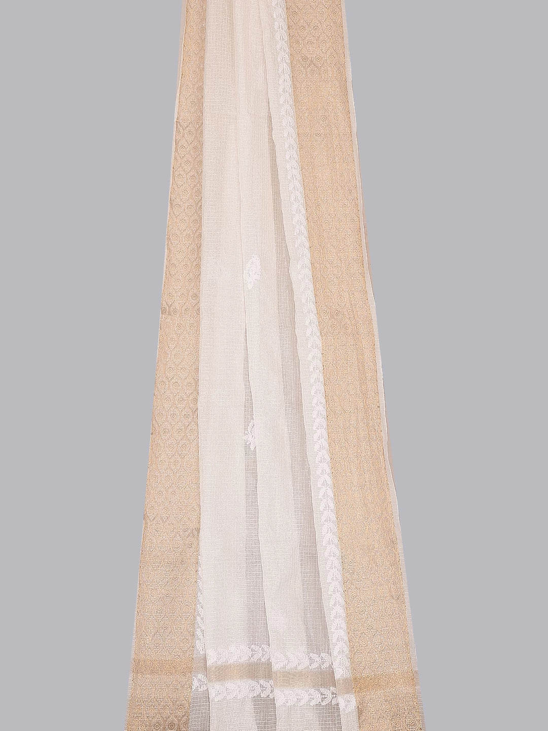 Ada Hand Embroidered Off White Kota Chanderi Lucknowi Chikankari Dupatta 01A402698