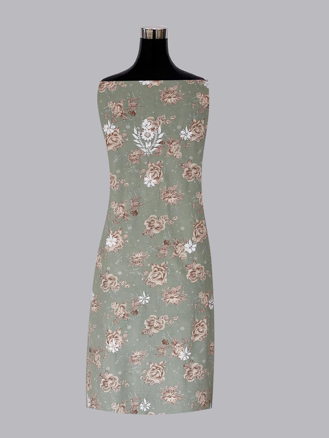 Ada Hand Embroidered Sage Green Modal Lucknowi Chikankari Unstitched Kurta Piece 01A465996