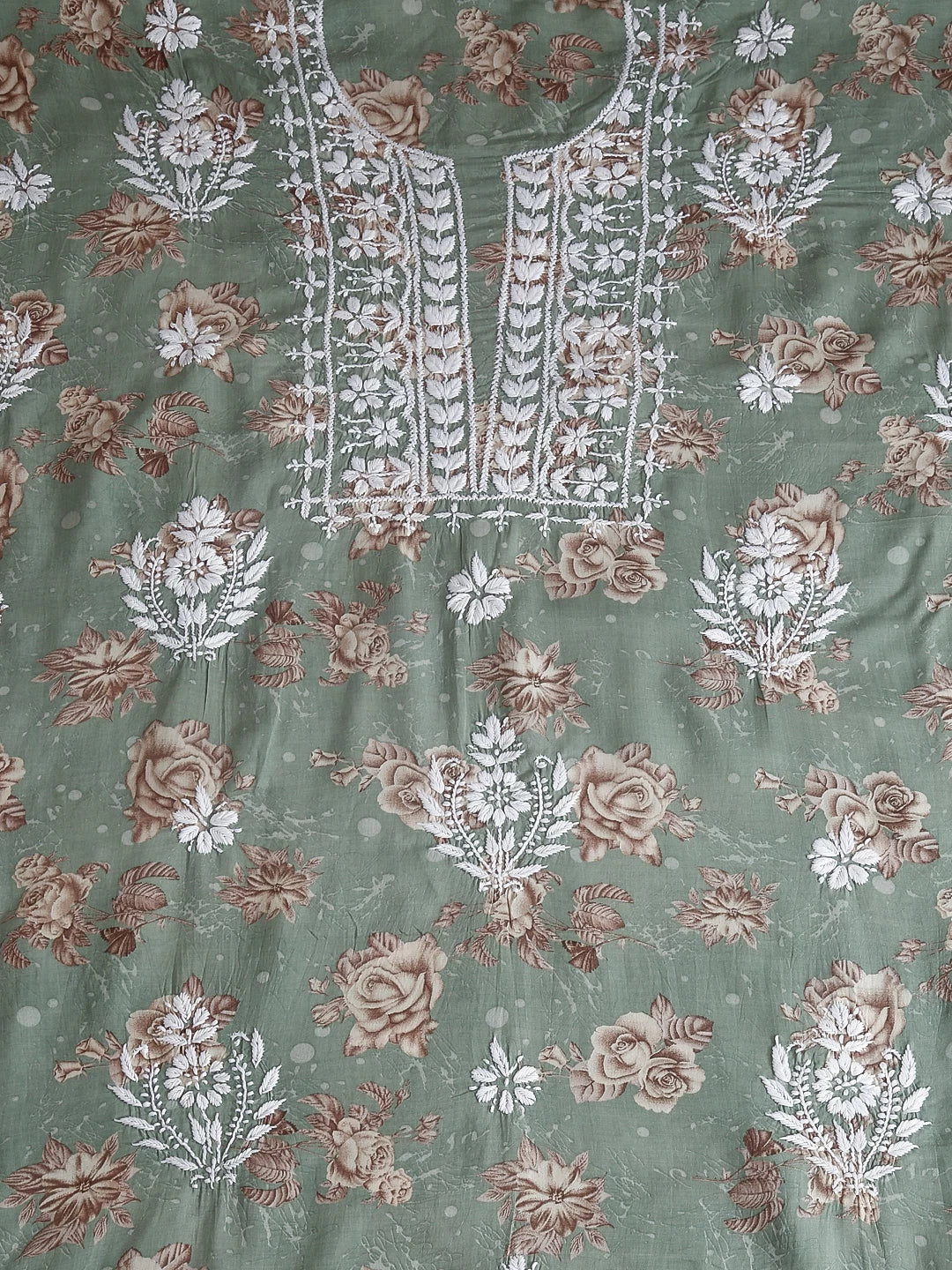 Ada Hand Embroidered Sage Green Modal Lucknowi Chikankari Unstitched Kurta Piece 01A465996
