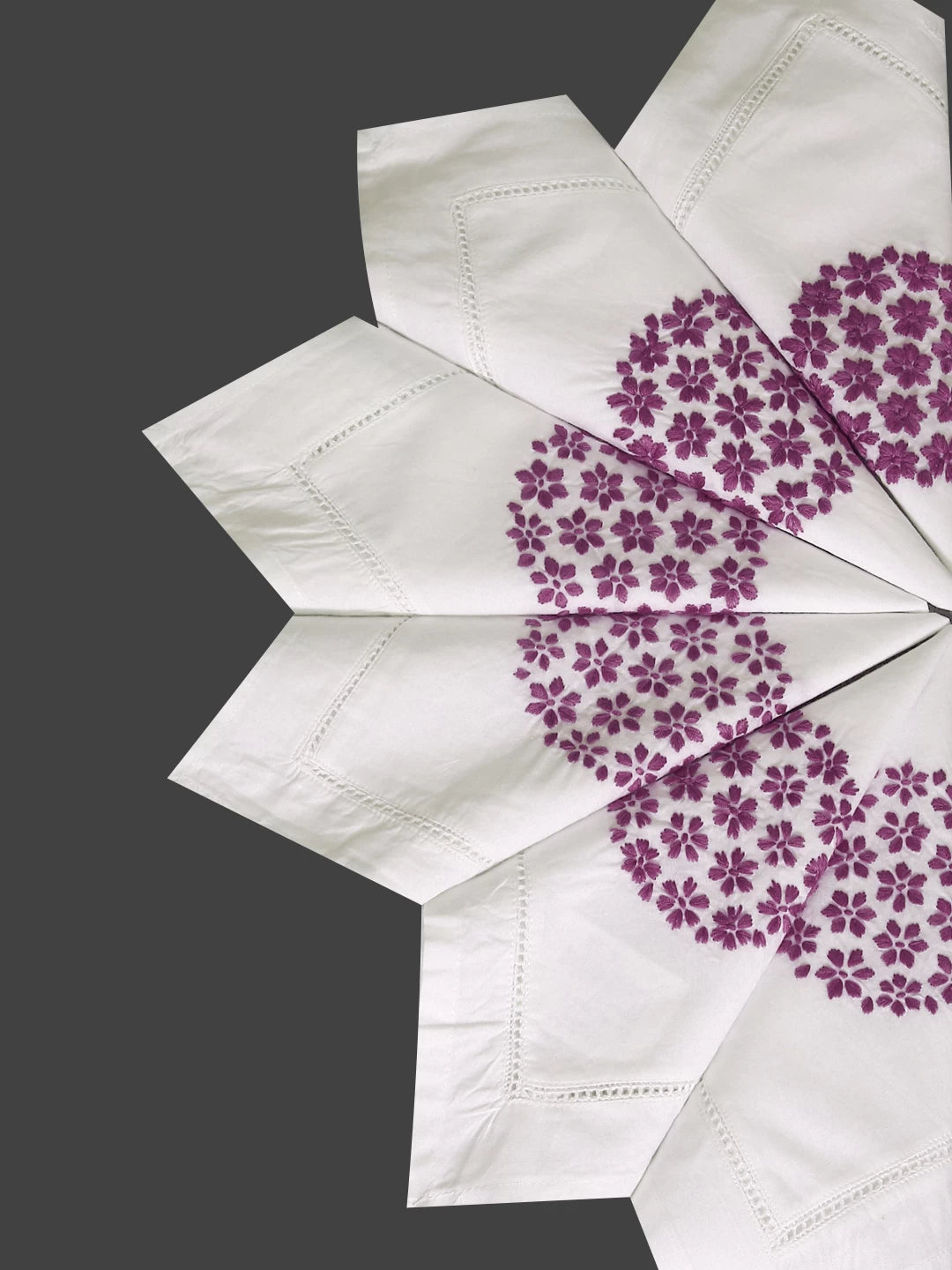 Ada Hand Embroidered White Cotton Lucknowi Chikankari Napkin Set 01A375031