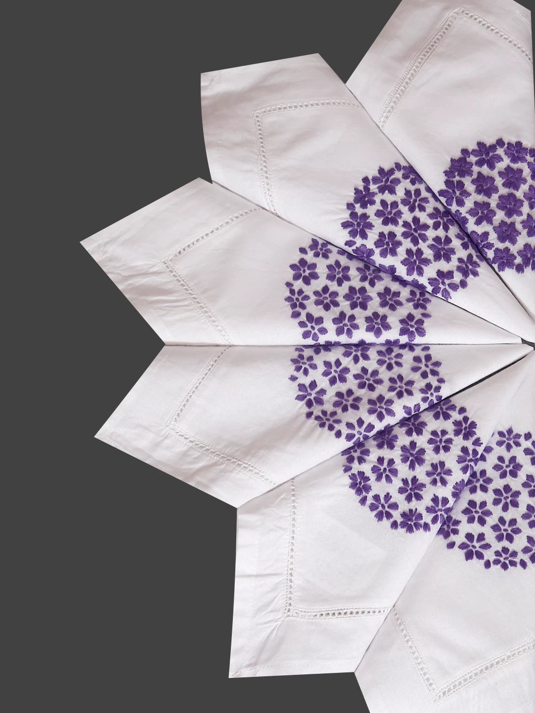 Ada Hand Embroidered White Cotton Lucknowi Chikankari Napkin Set 01A394761
