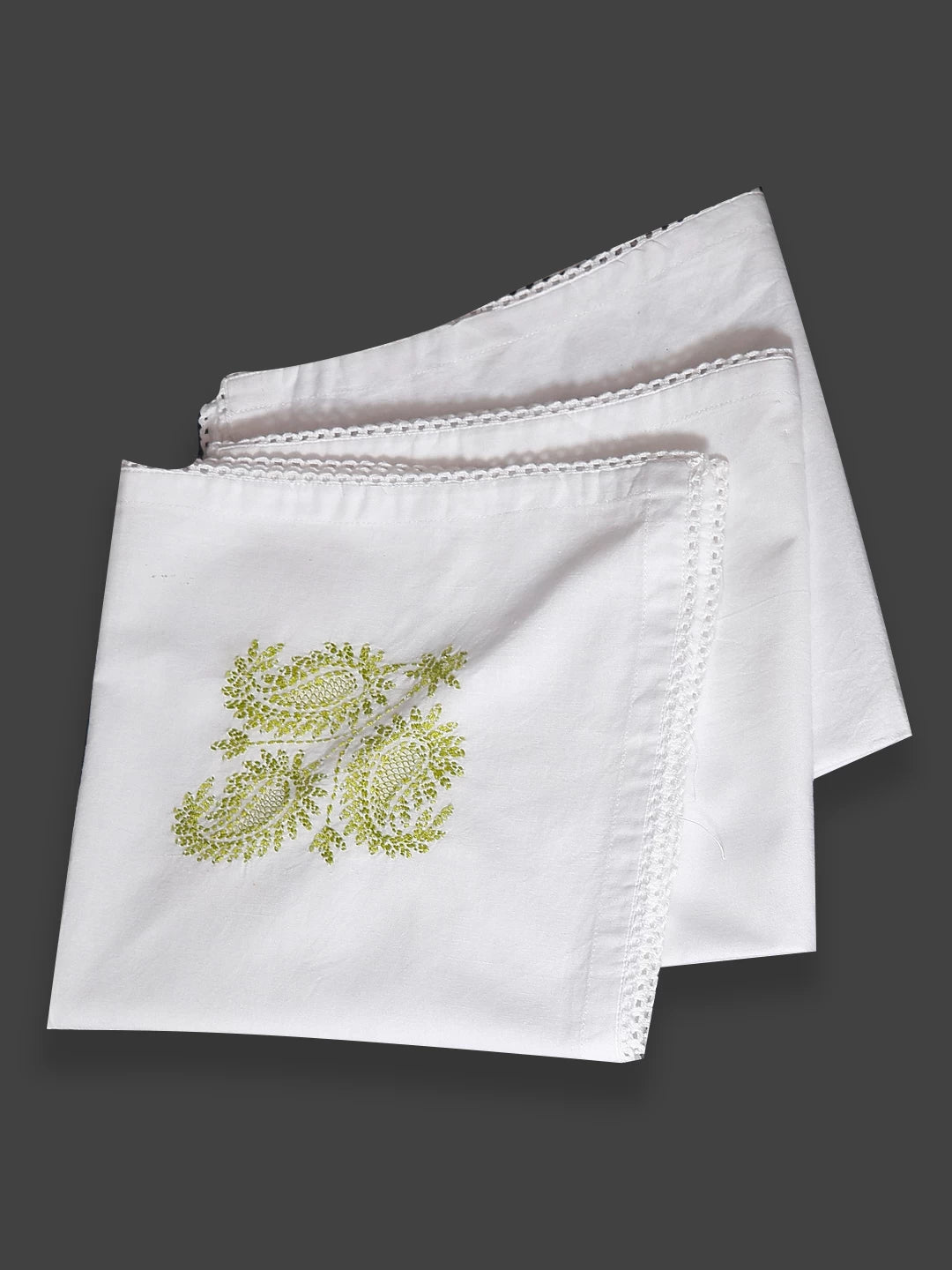 Ada Hand Embroidered White Cotton Lucknowi Chikankari Napkin Set 01A344704