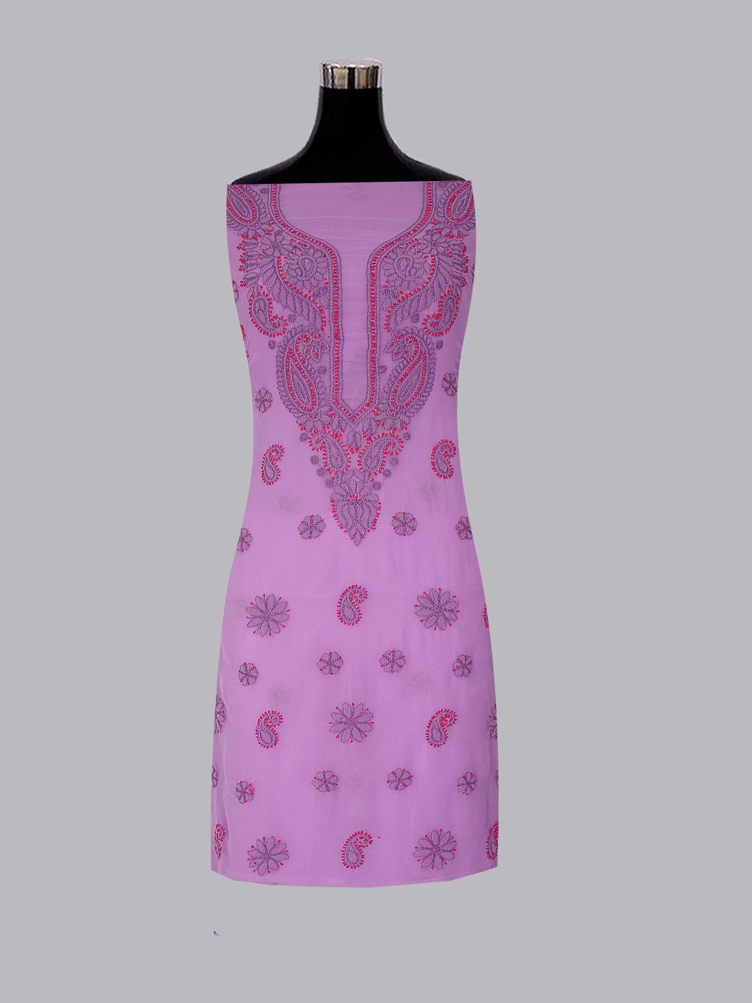 Ada Hand Embroidered Lavender Georgette Lucknowi Chikankari Unstitched Suit Piece A211321