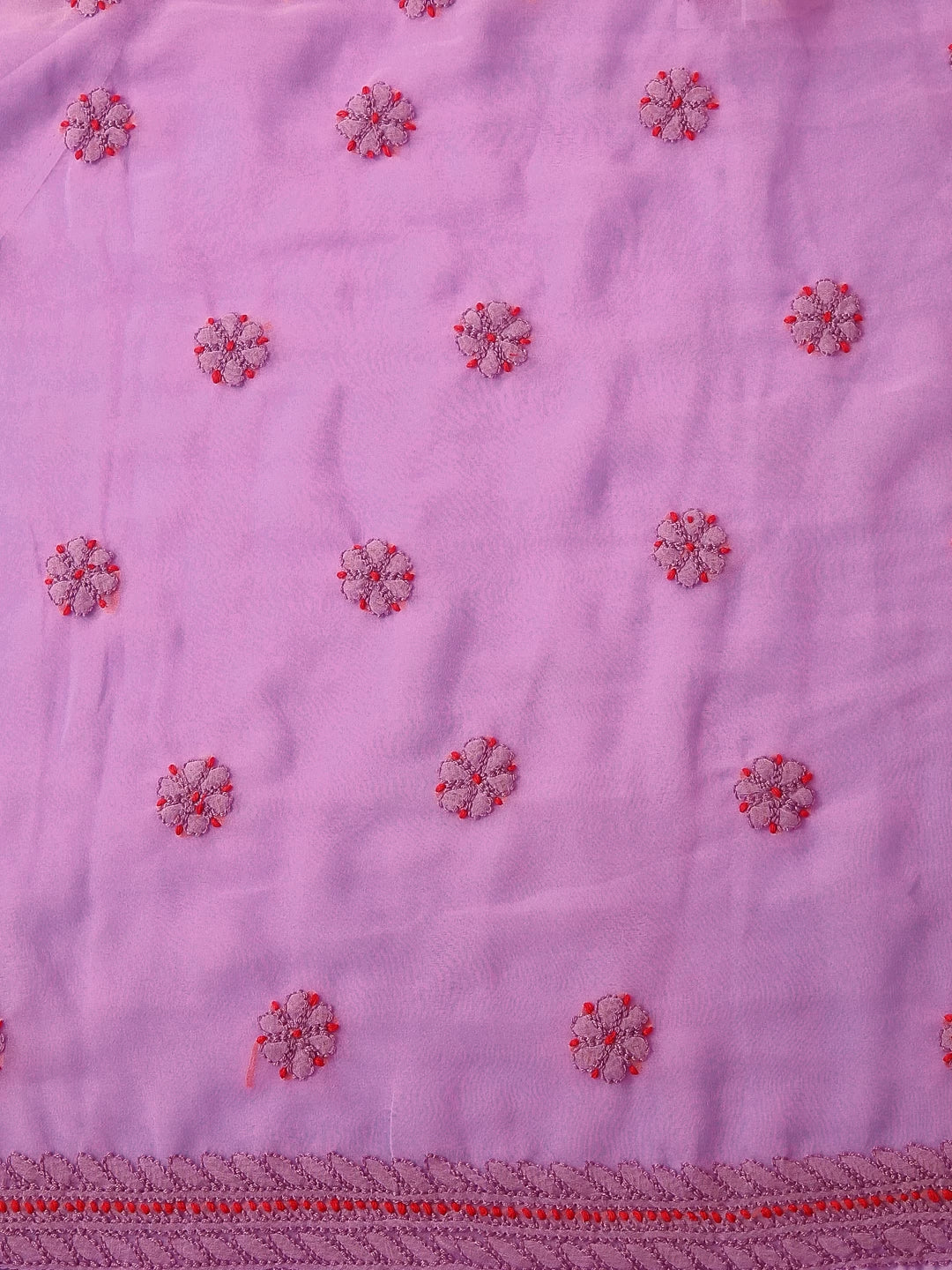 Ada Hand Embroidered Lavender Georgette Lucknowi Chikankari Unstitched Suit Piece A211321