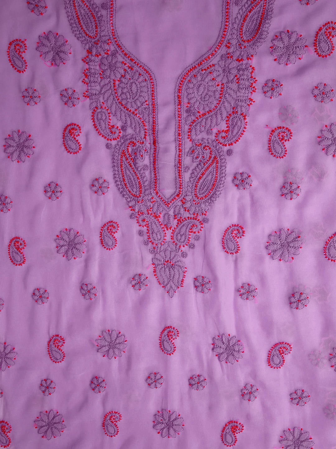 Ada Hand Embroidered Lavender Georgette Lucknowi Chikankari Unstitched Suit Piece A211321