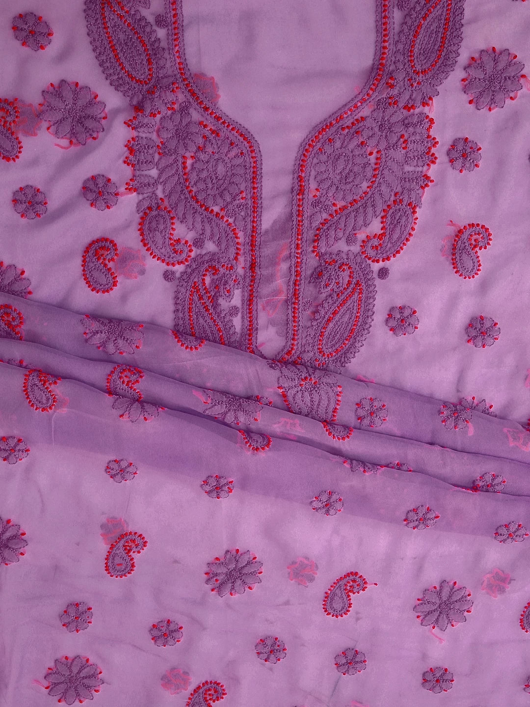 Ada Hand Embroidered Lavender Georgette Lucknowi Chikankari Unstitched Suit Piece A211321