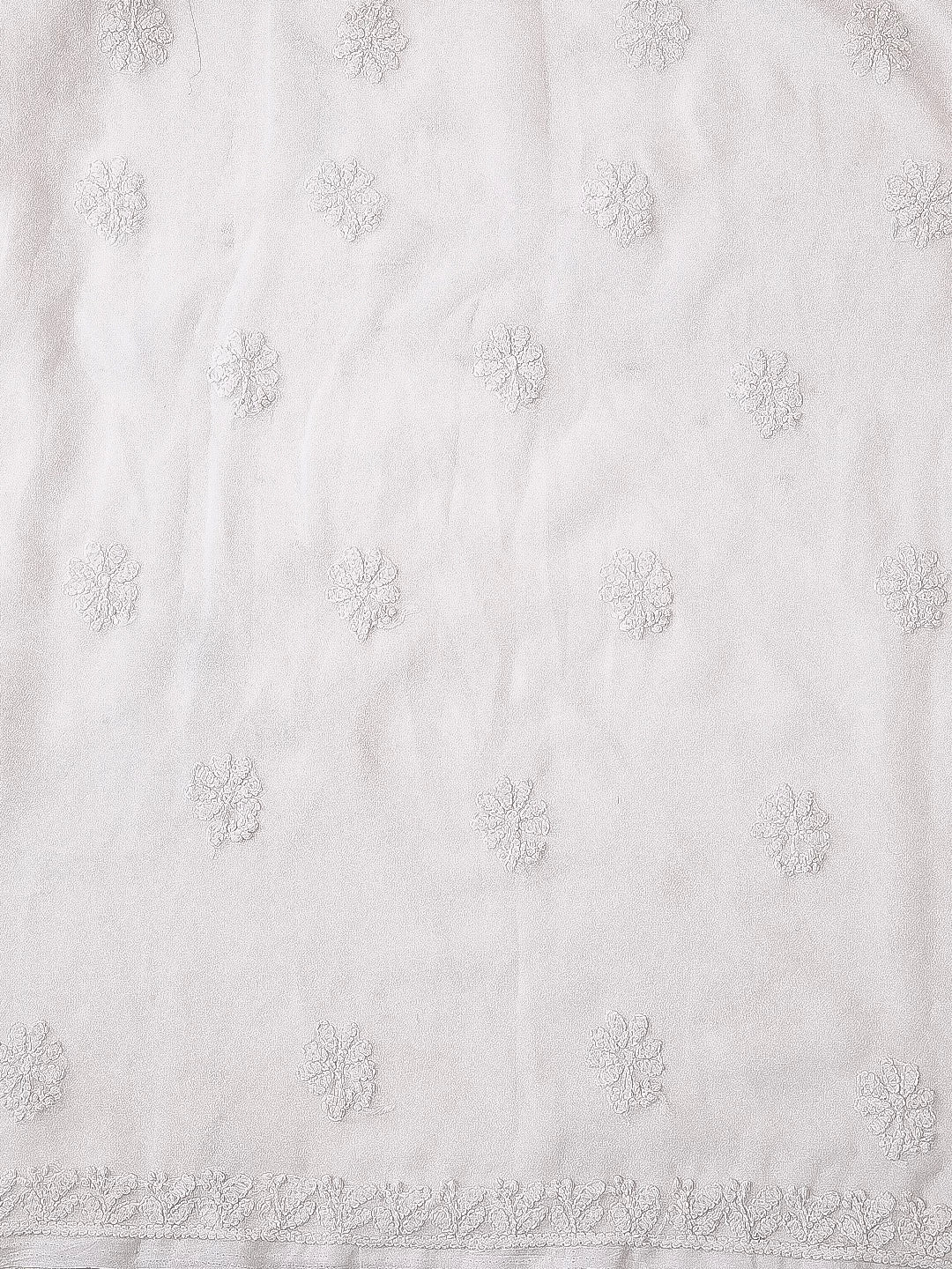 Ada Hand Embroidered White Georgette Lucknowi Chikankari Unstitched Suit Piece A211320