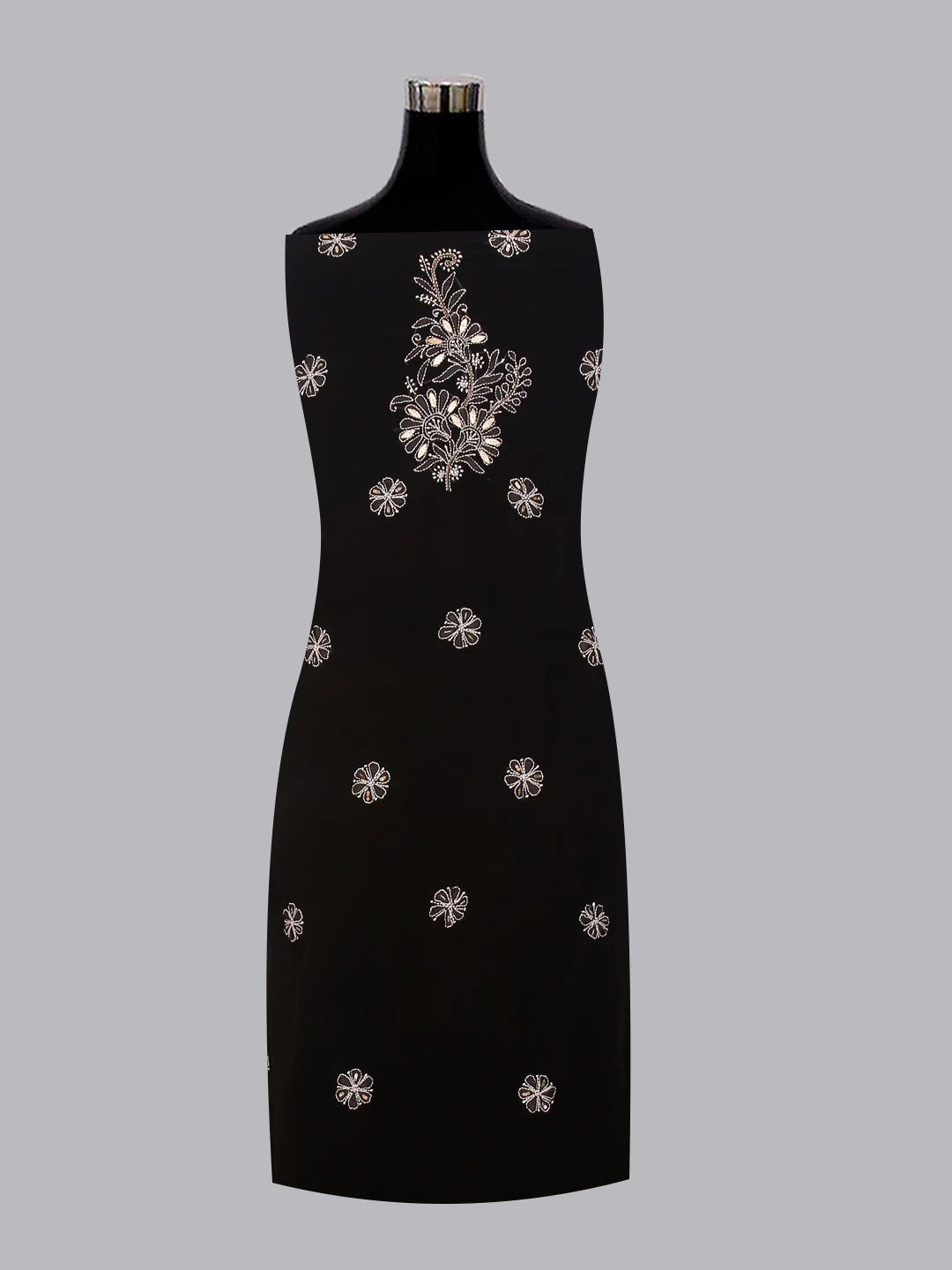 Ada Hand Embroidered Black Georgette Lucknowi Chikankari Unstitched Suit Piece With Gotapatti Work 01A398486