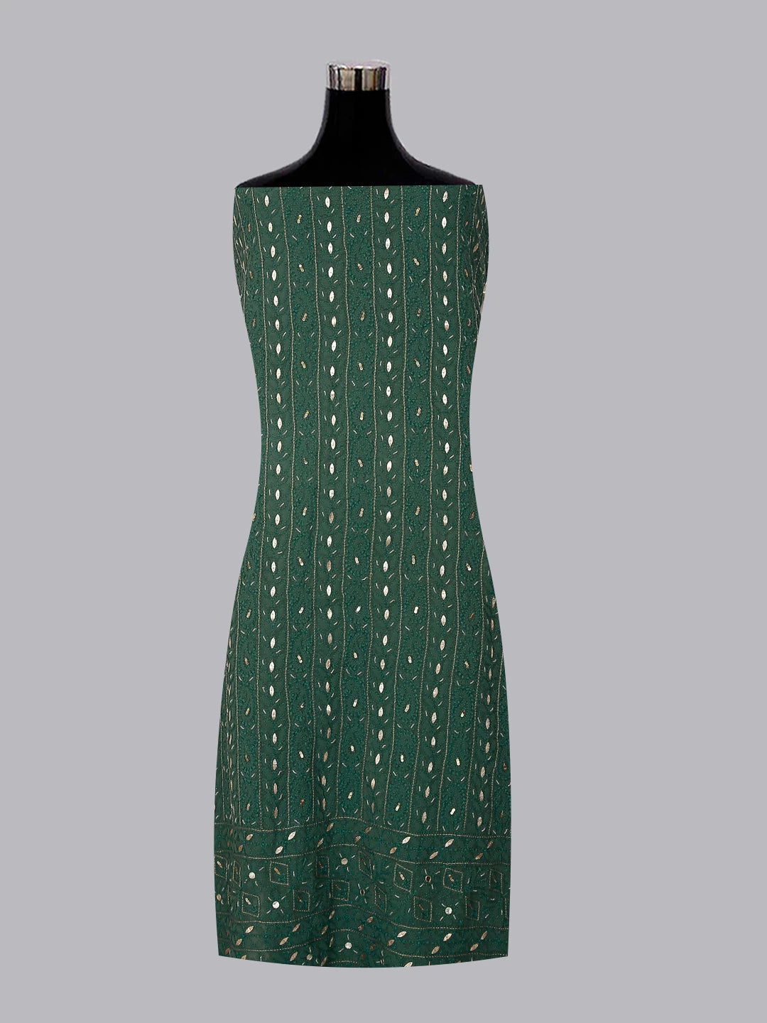 Ada Hand Embroidered Pine Green Georgette Lucknowi Chikankari Unstitched Suit Piece With Gotapatti 01A470609