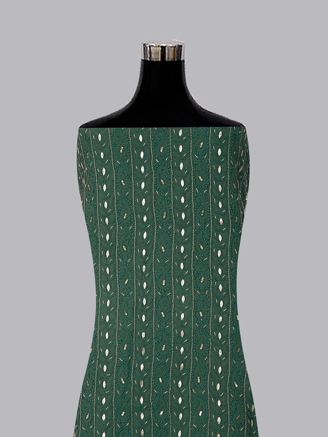 Ada Hand Embroidered Pine Green Georgette Lucknowi Chikankari Unstitched Suit Piece With Gotapatti 01A470609