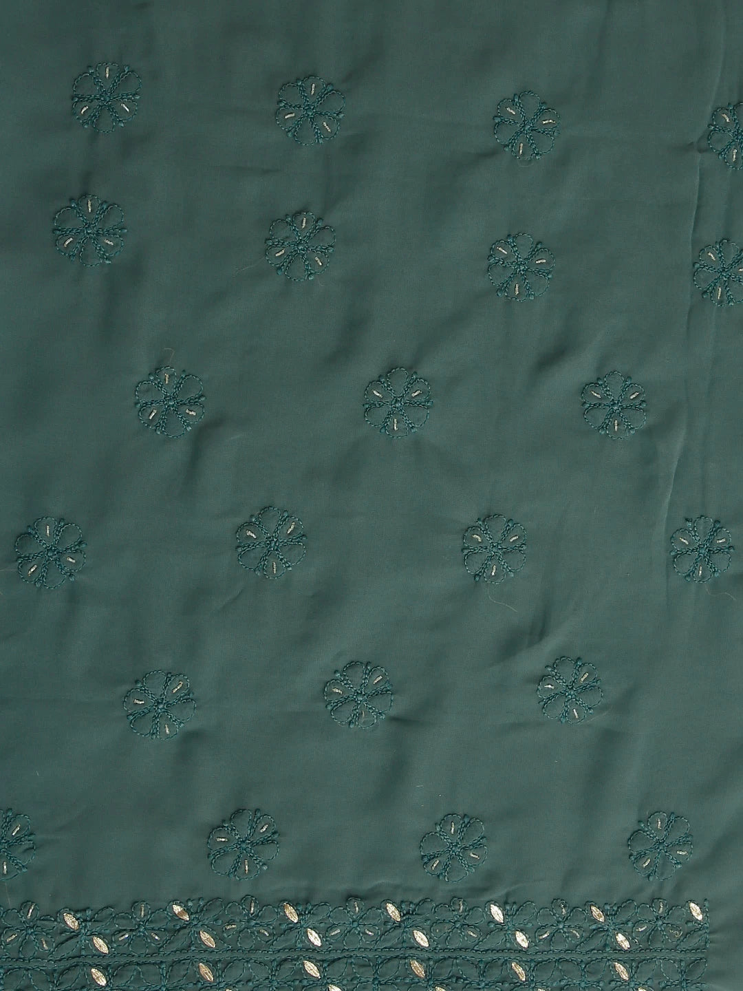 Ada Hand Embroidered Pine Green Georgette Lucknowi Chikankari Unstitched Suit Piece With Gotapatti 01A470609
