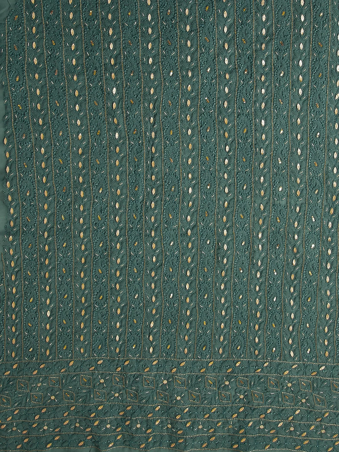 Ada Hand Embroidered Pine Green Georgette Lucknowi Chikankari Unstitched Suit Piece With Gotapatti 01A470609