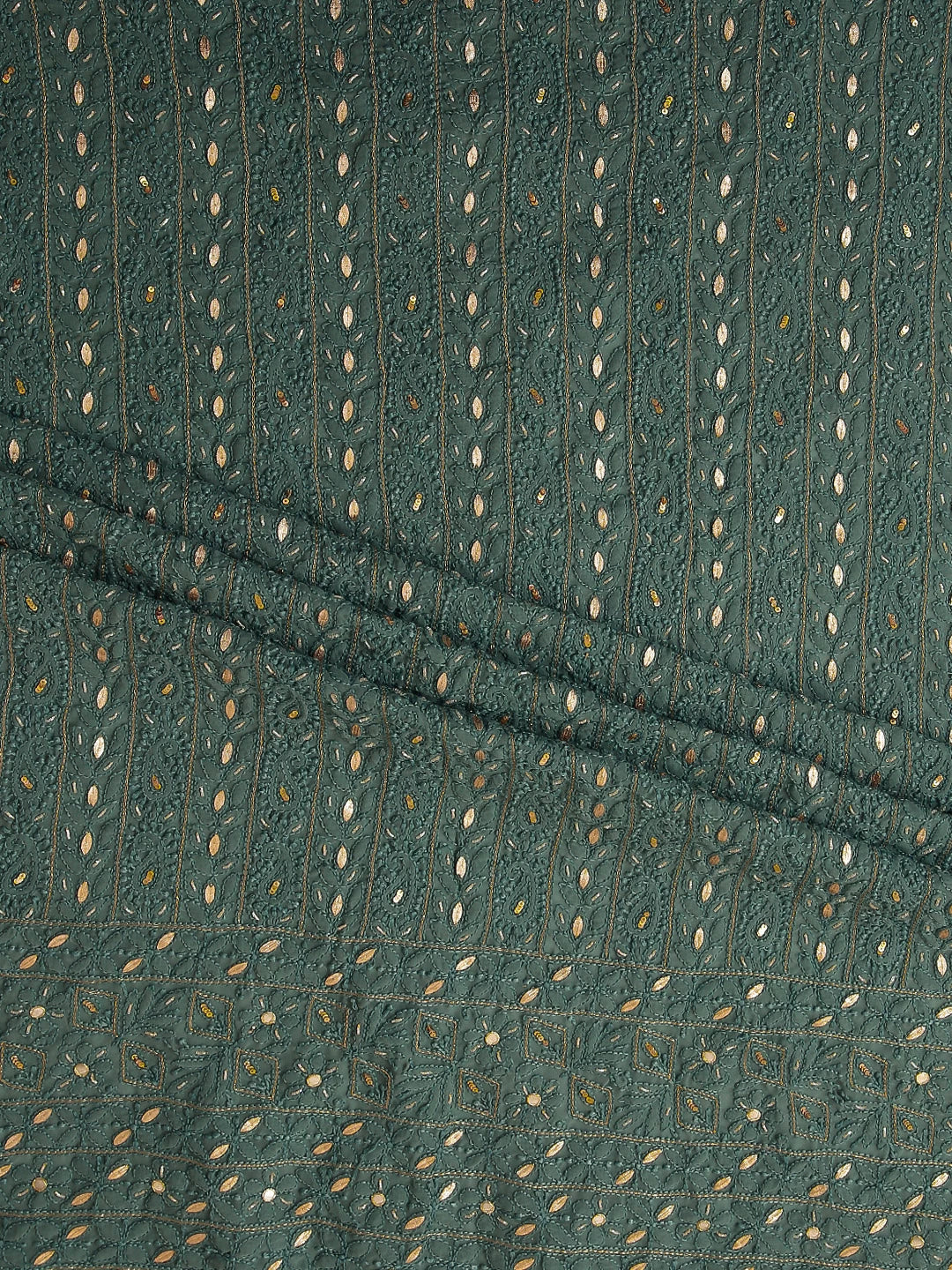 Ada Hand Embroidered Pine Green Georgette Lucknowi Chikankari Unstitched Suit Piece With Gotapatti 01A470609