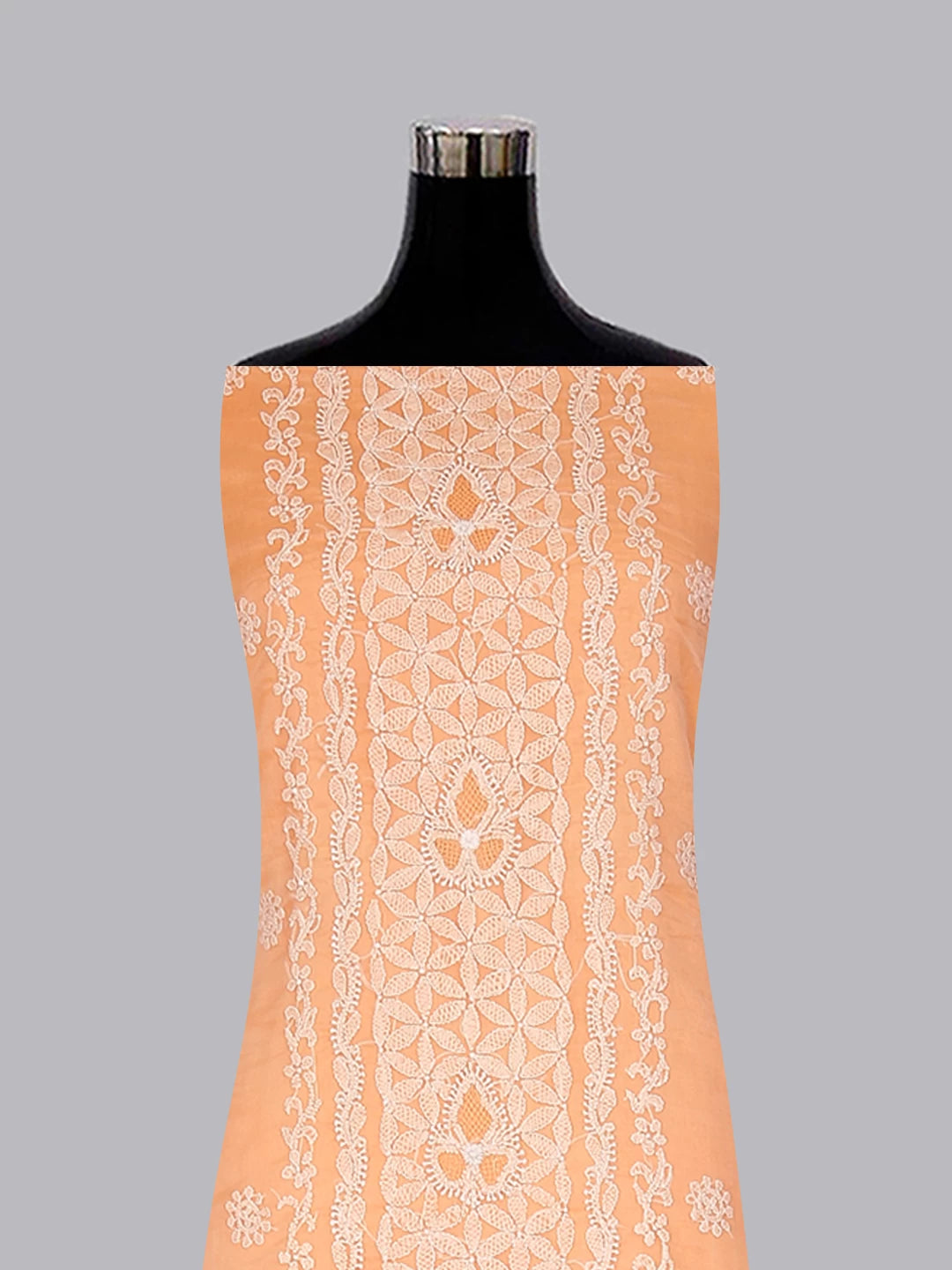 Ada Hand Embroidered Peach Organza Lucknowi Chikankari Unstitched Suit Piece 01A158012