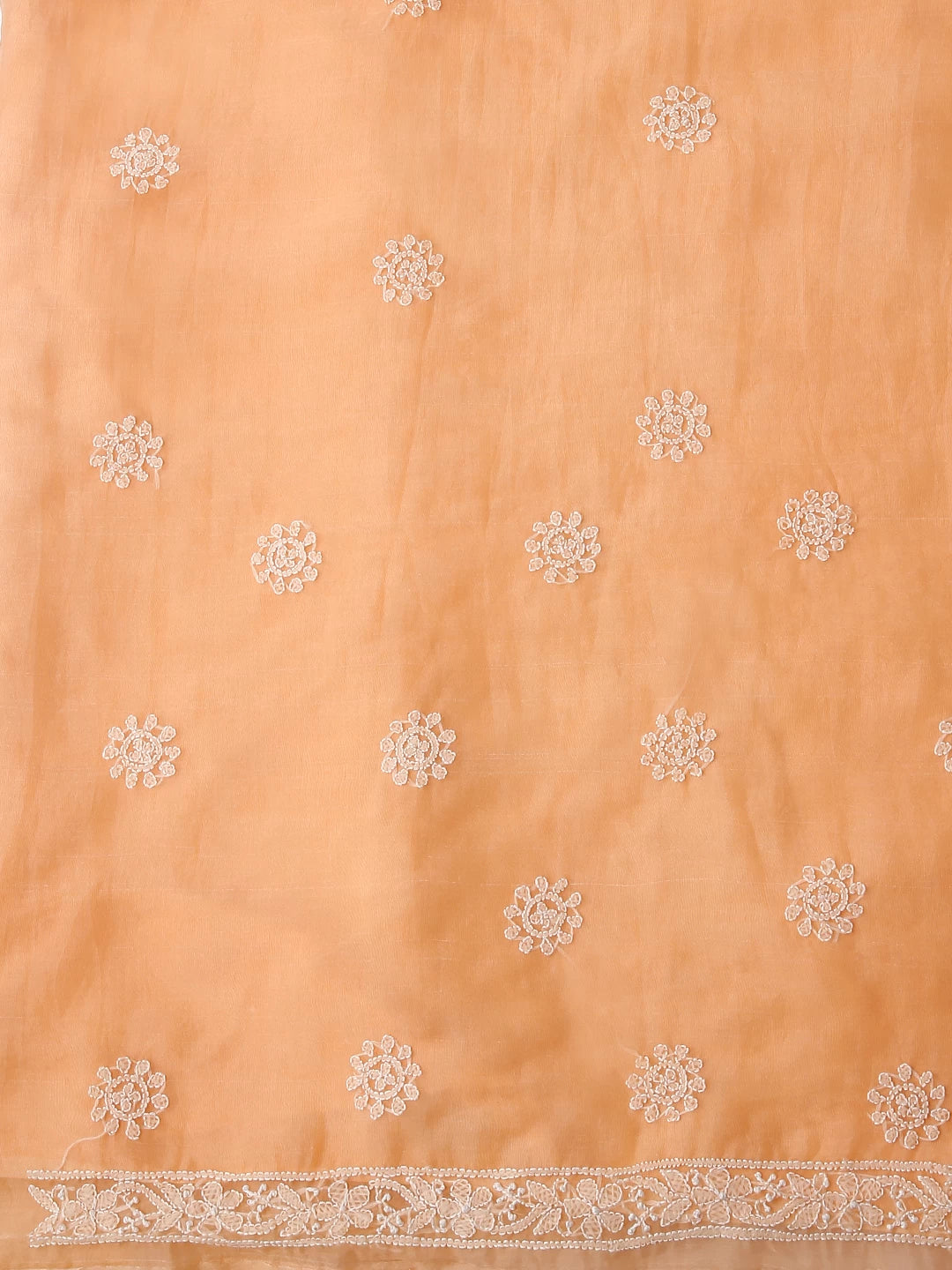 Ada Hand Embroidered Peach Organza Lucknowi Chikankari Unstitched Suit Piece 01A158012