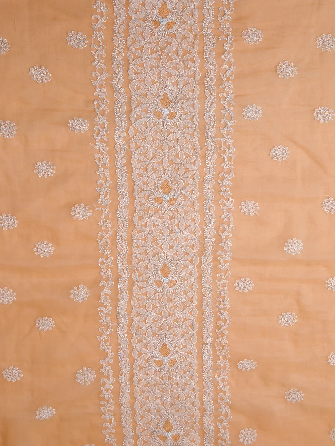 Ada Hand Embroidered Peach Organza Lucknowi Chikankari Unstitched Suit Piece 01A158012