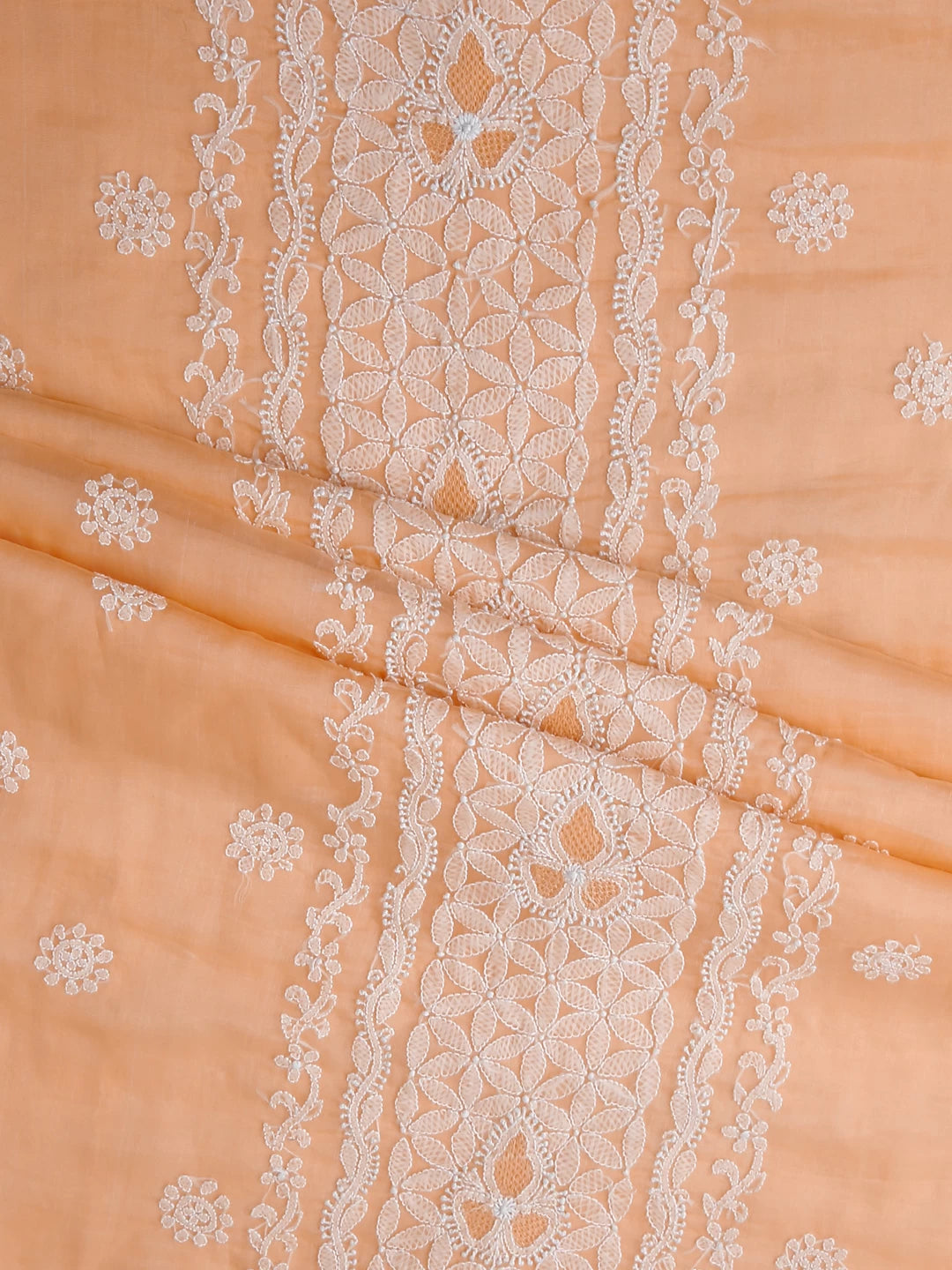 Ada Hand Embroidered Peach Organza Lucknowi Chikankari Unstitched Suit Piece 01A158012