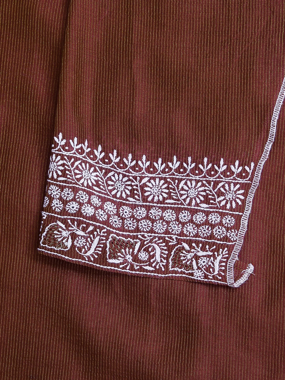 Ada Hand Embroidered Maroon Chanderi Lucknowi Chikankari Semi Stitched Men's Kurta Piece 01A441042