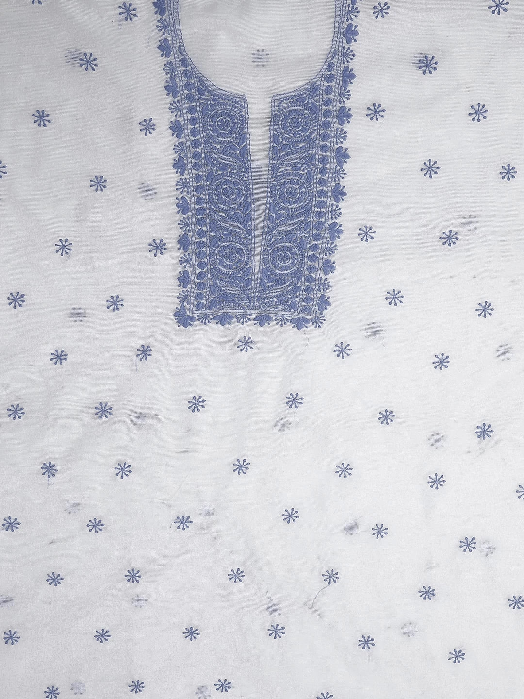 Ada Hand Embroidered White Super Net Lucknowi Chikankari Unstitched Kurta Dupatta Set 01A466473