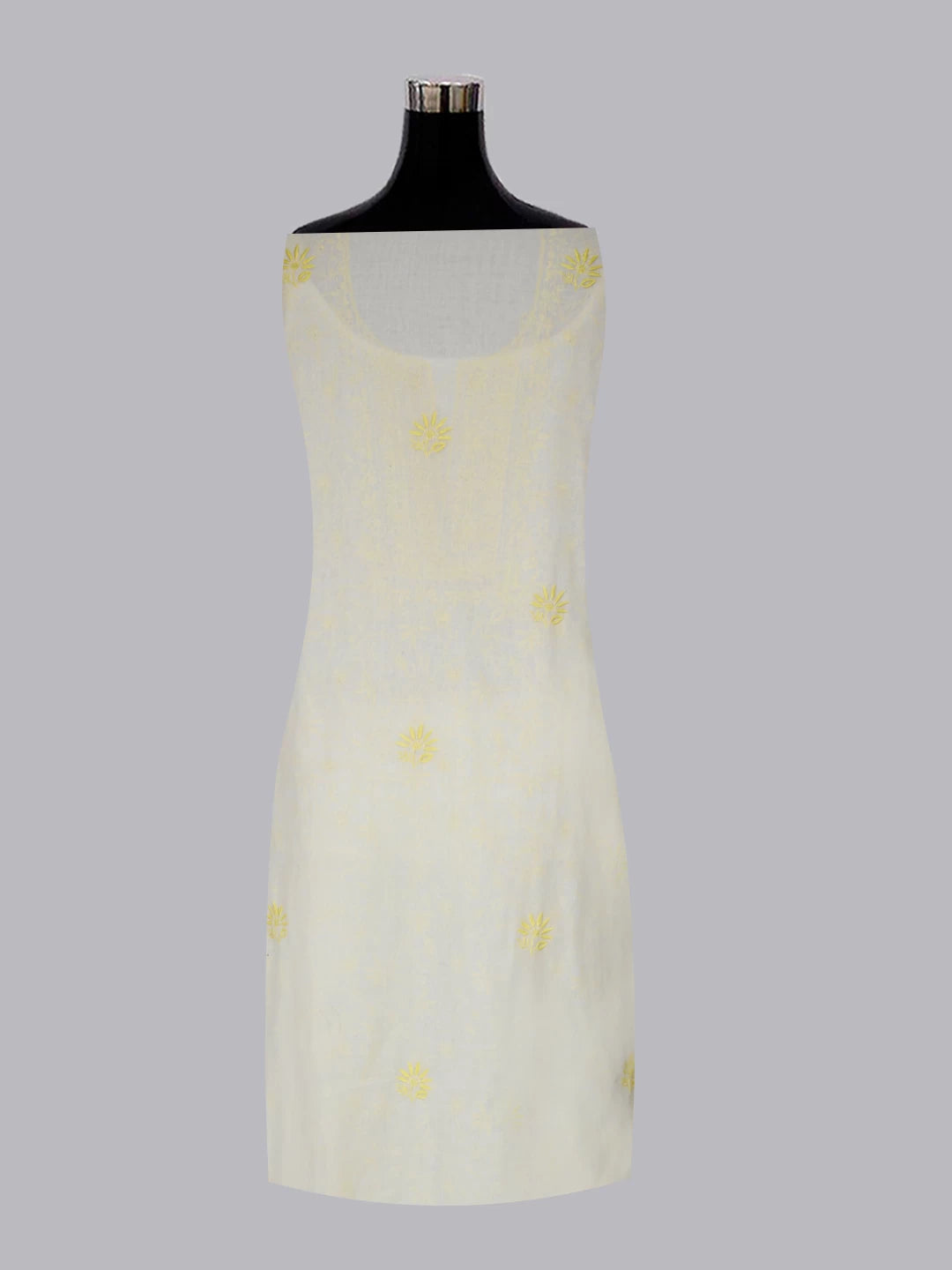 Ada Hand Embroidered Lemon Cotton Lucknowi Chikankari Unstitched Suit Piece 01A392072