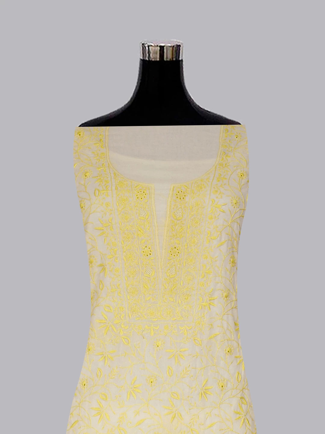Ada Hand Embroidered Lemon Cotton Lucknowi Chikankari Unstitched Suit Piece 01A392072