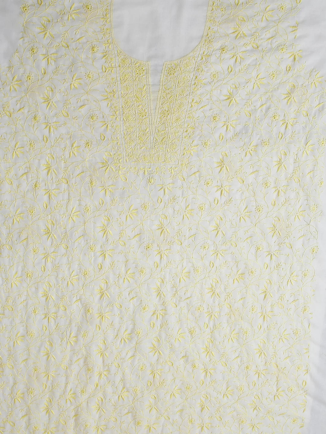 Ada Hand Embroidered Lemon Cotton Lucknowi Chikankari Unstitched Suit Piece 01A392072