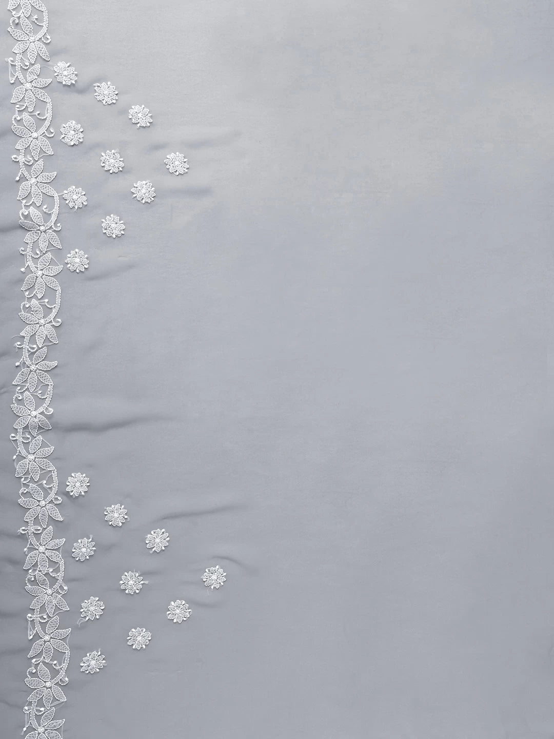 Ada Hand Embroidered Grey Goergette Lucknowi Chikankari Saree With Blouse A311369
