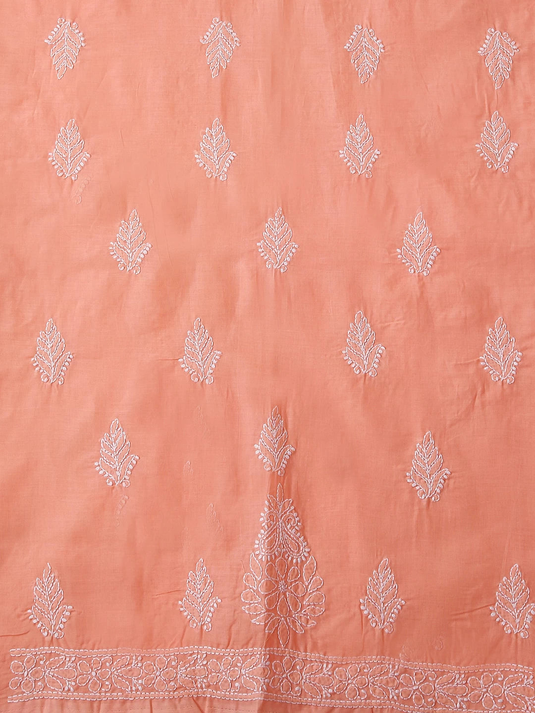 Ada Hand Embroidered Peach Cotton Lucknowi Chikankari Unstitched Suit Piece 01A416140